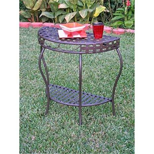 Santa Fe Iron Nailhead 2-Tier Half Moon Table
