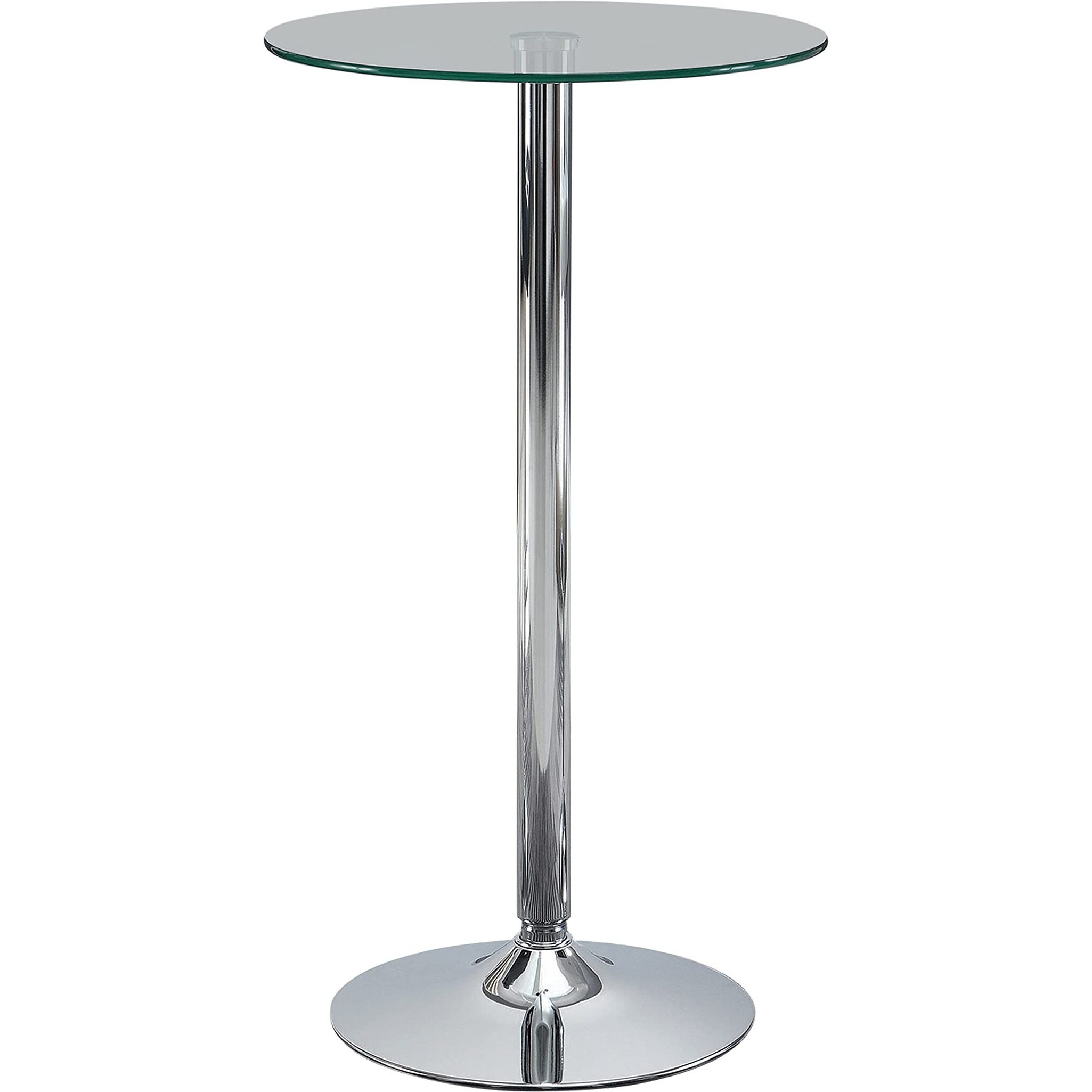 Abiline Glass Top Round Bar Table Chrome
