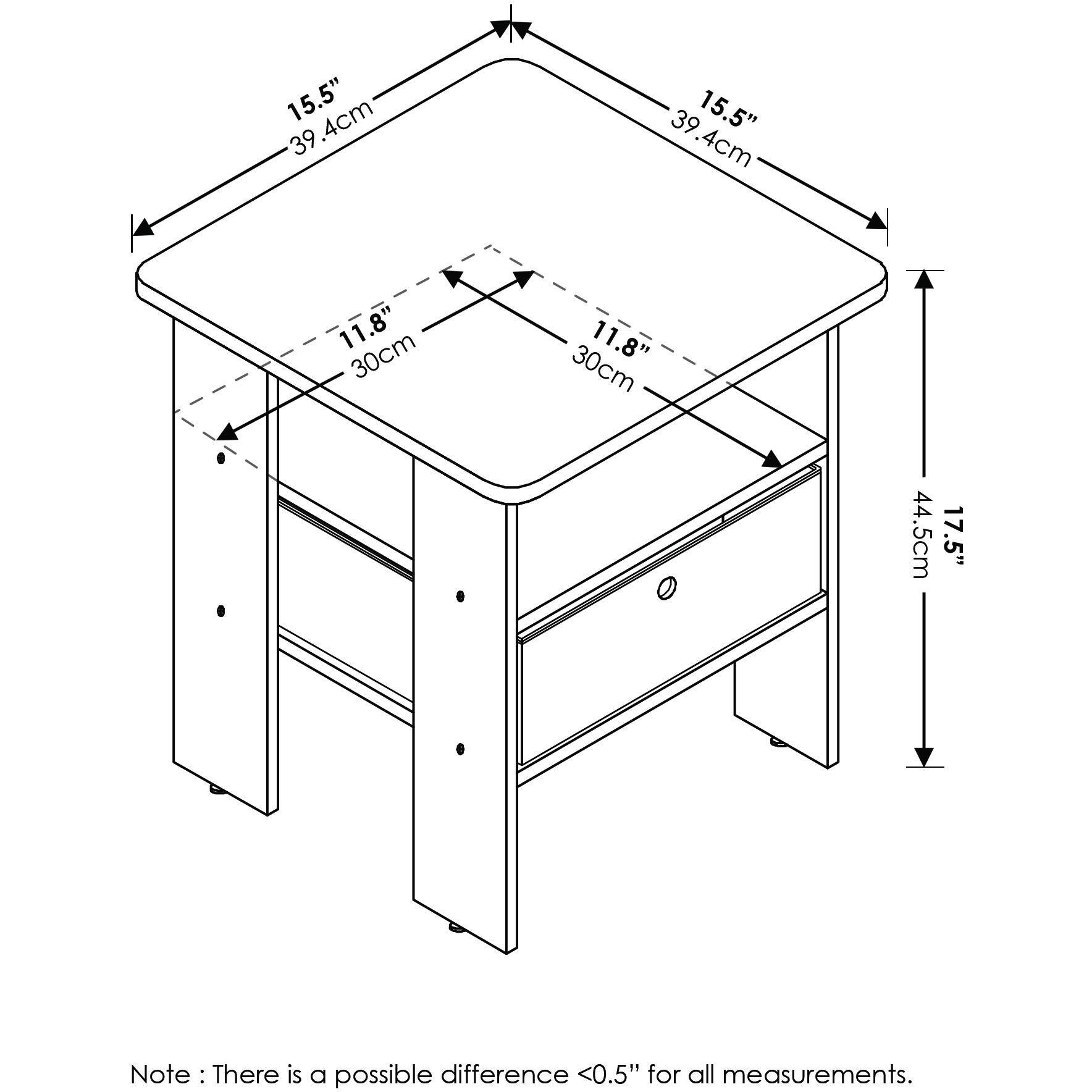 End Table Bedroom Night Stand W/Bin Drawer  Espresso/Brown