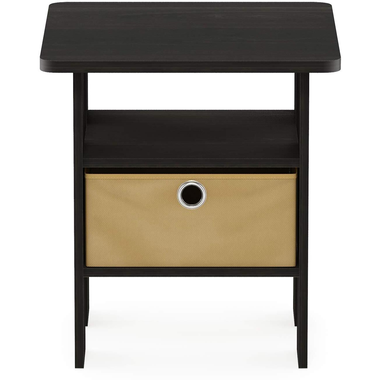 End Table Bedroom Night Stand W/Bin Drawer  Espresso/Brown