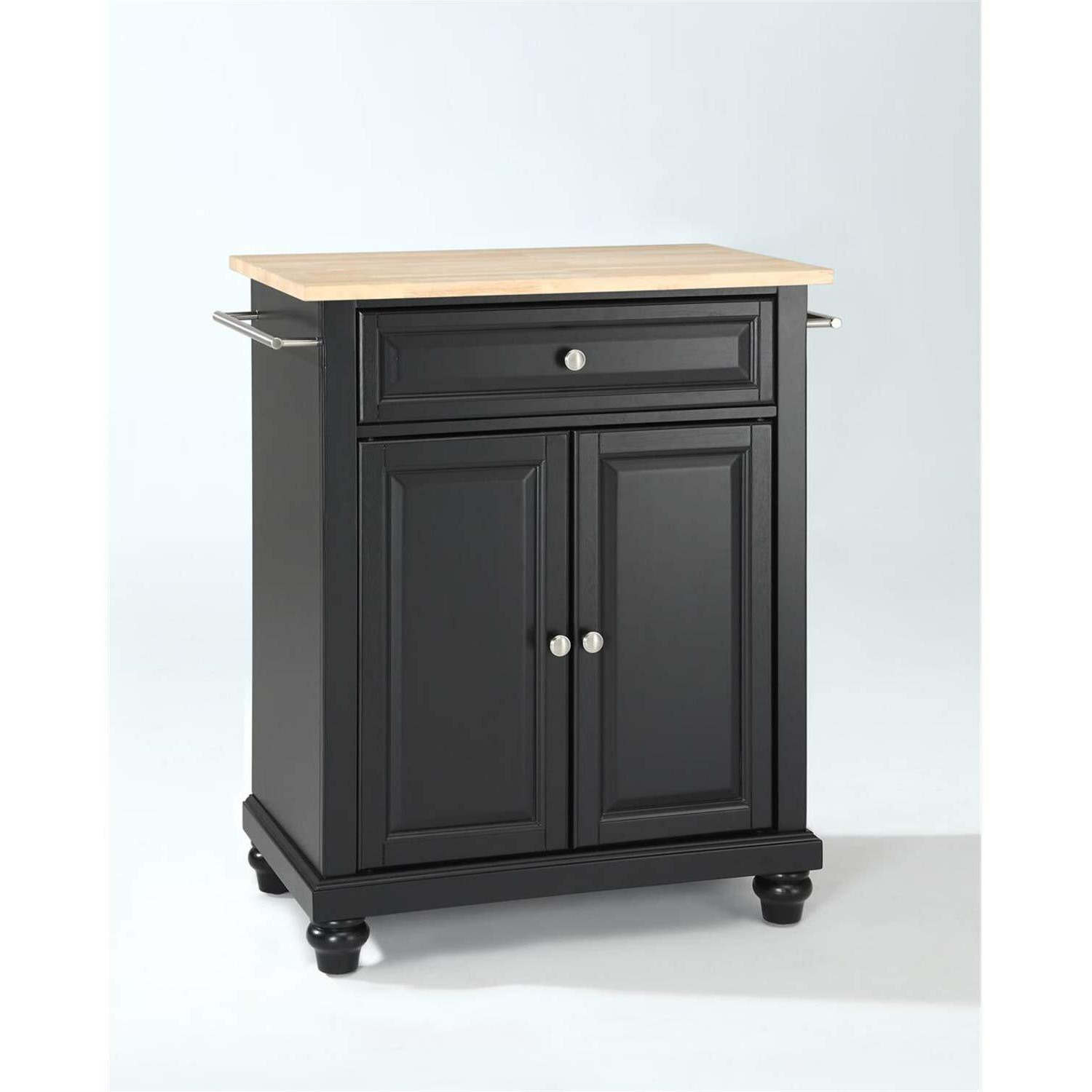 Cambridge Wood Top Portable Kitchen Island/Cart Black/Natural