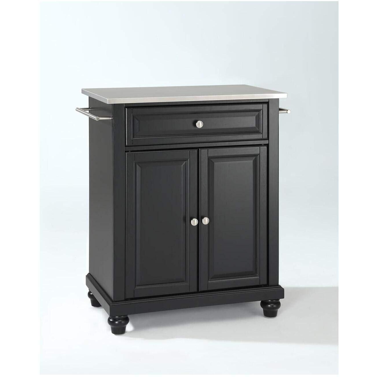 Cambridge Stainless Steel Top Portable Kitchen Island/Cart Black/Stainless Steel