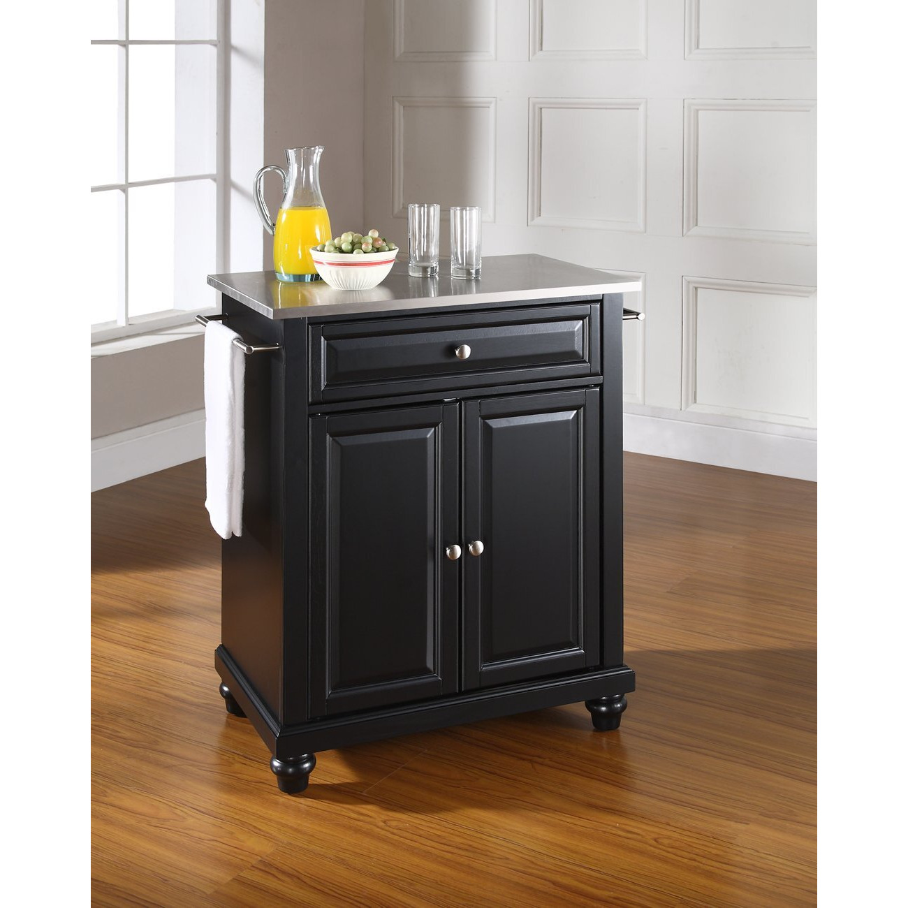 Cambridge Stainless Steel Top Portable Kitchen Island/Cart Black/Stainless Steel