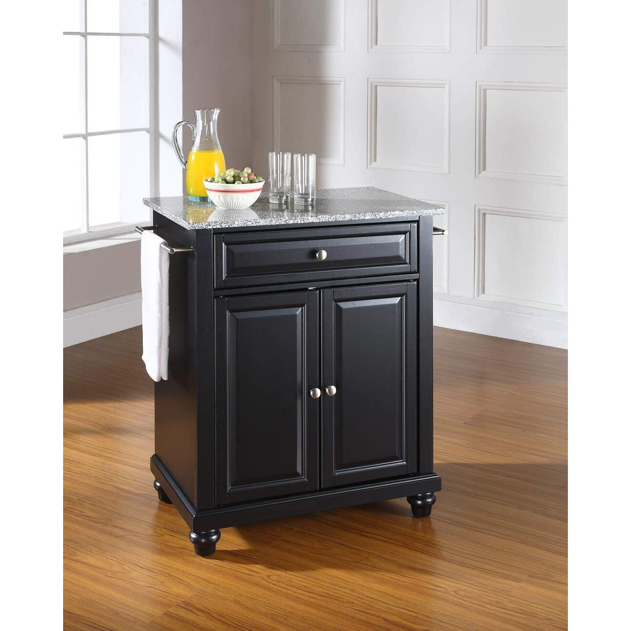 Cambridge Granite Top Portable Kitchen Island/Cart Black/Gray