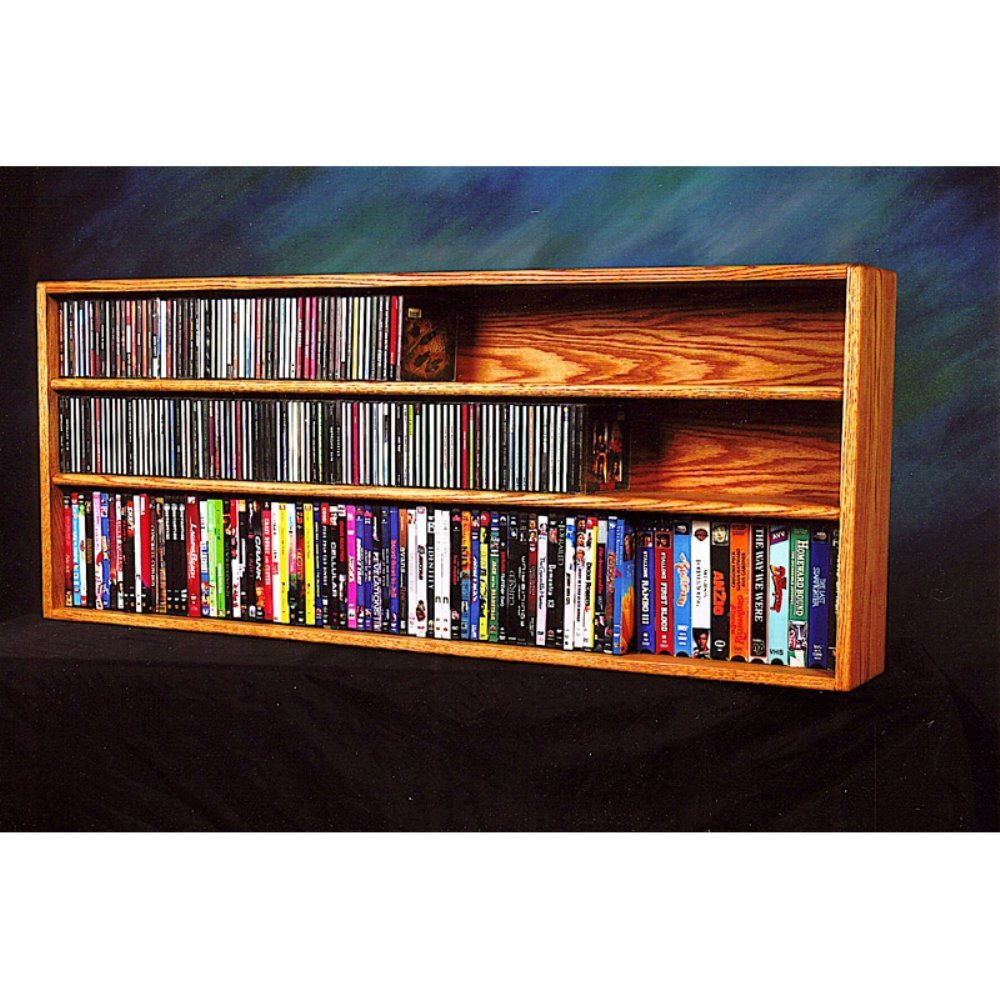 Solid Oak Wall Or Shelf Mount For Cd And Dvd/Vhs Tape/Book Cabinet