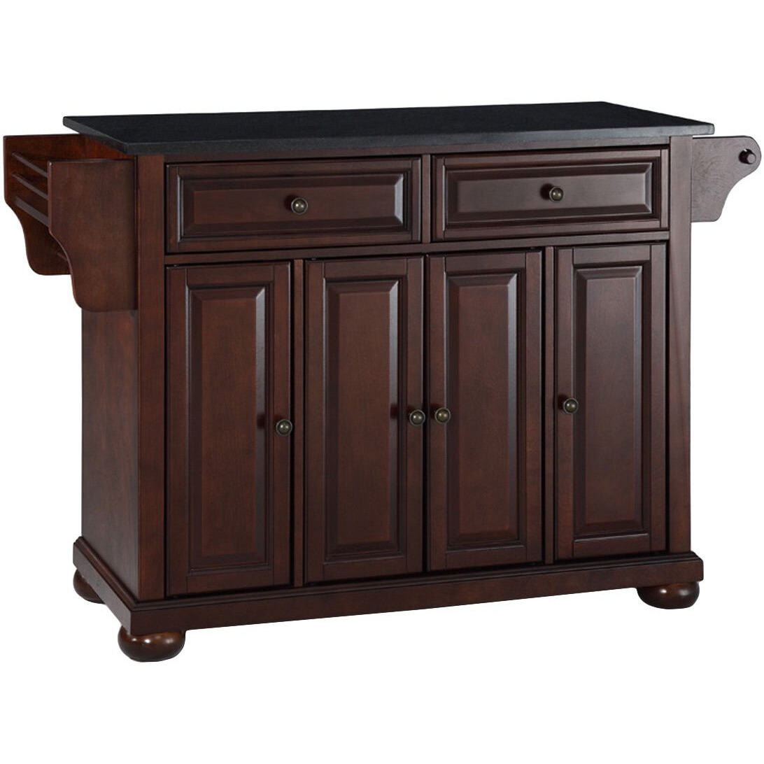 Alexandria Granite Top Full Size Kitchen Island/Cart Mahogany/Black