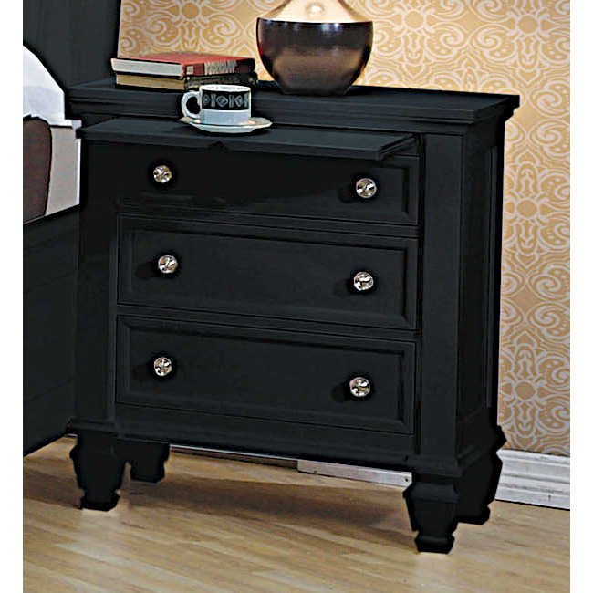 Sandy Beach Black Three-Drawer Nightstand With Tray
