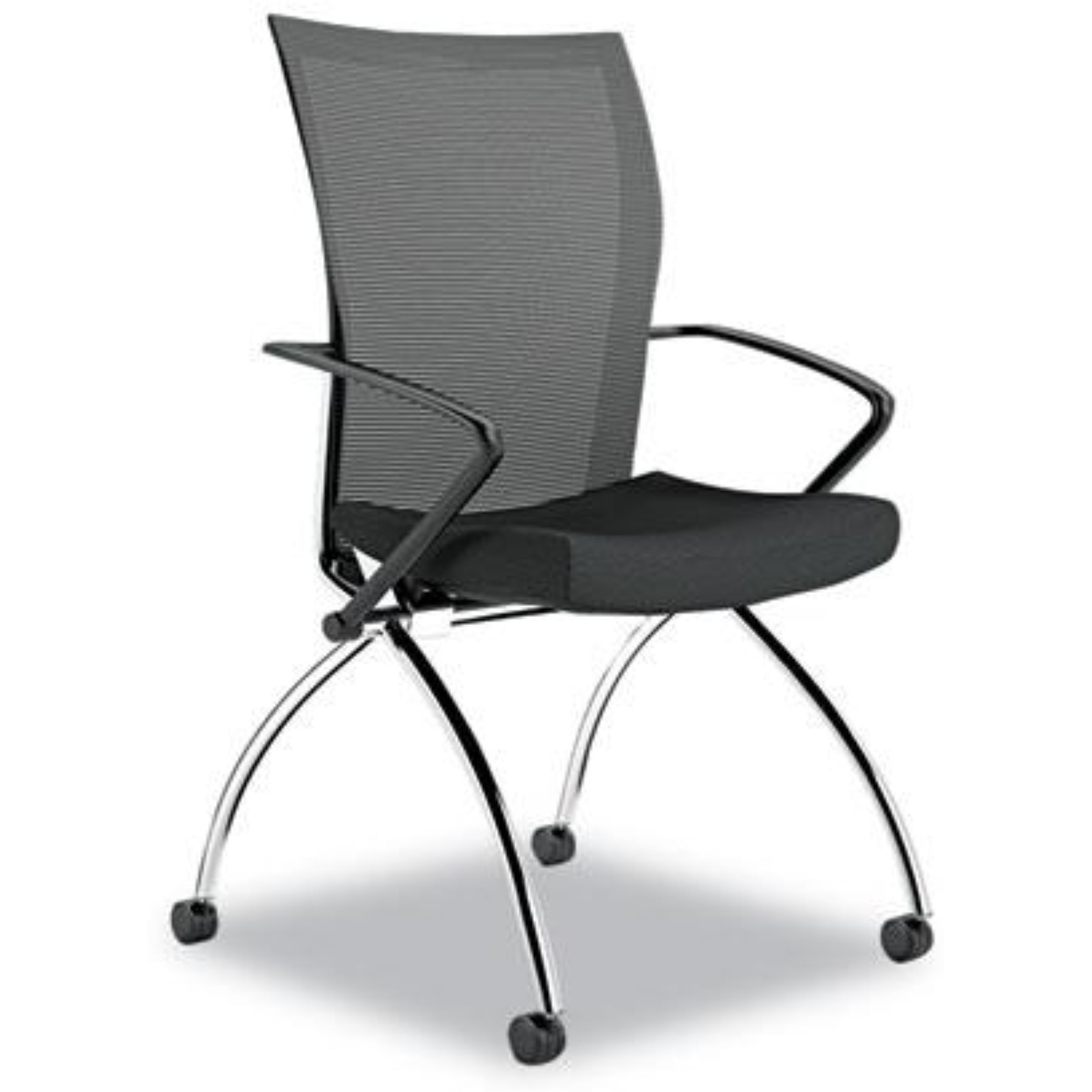Valor Training Series High-Back Nesting Chair  Black Seat/Black Back  Silver Base  2/Carton