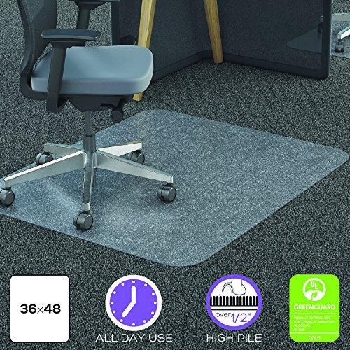 Deflecto Economat Chair Mat - Carpeted Floor - 48"" Length X 36"" Width X 62.5 Mil Thickness - Rectangle - Polycarbonate - Clear