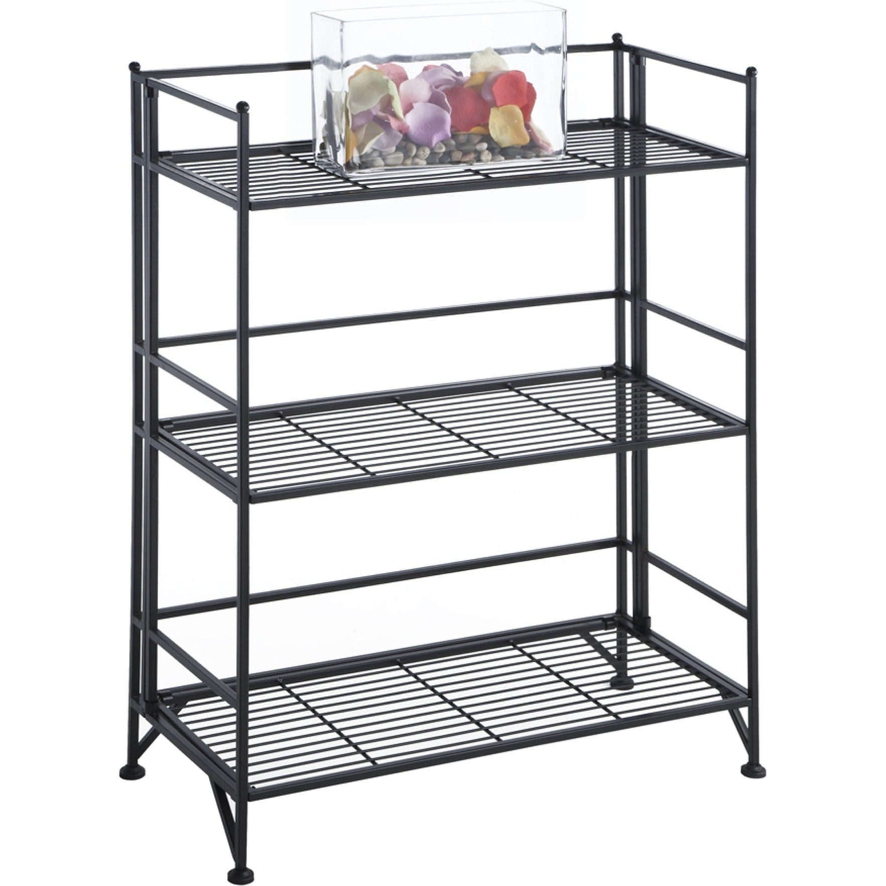 Convenience Concepts Designs2Go X-Tra Storage 3-Tier Wide Folding Metal Shelf  Black