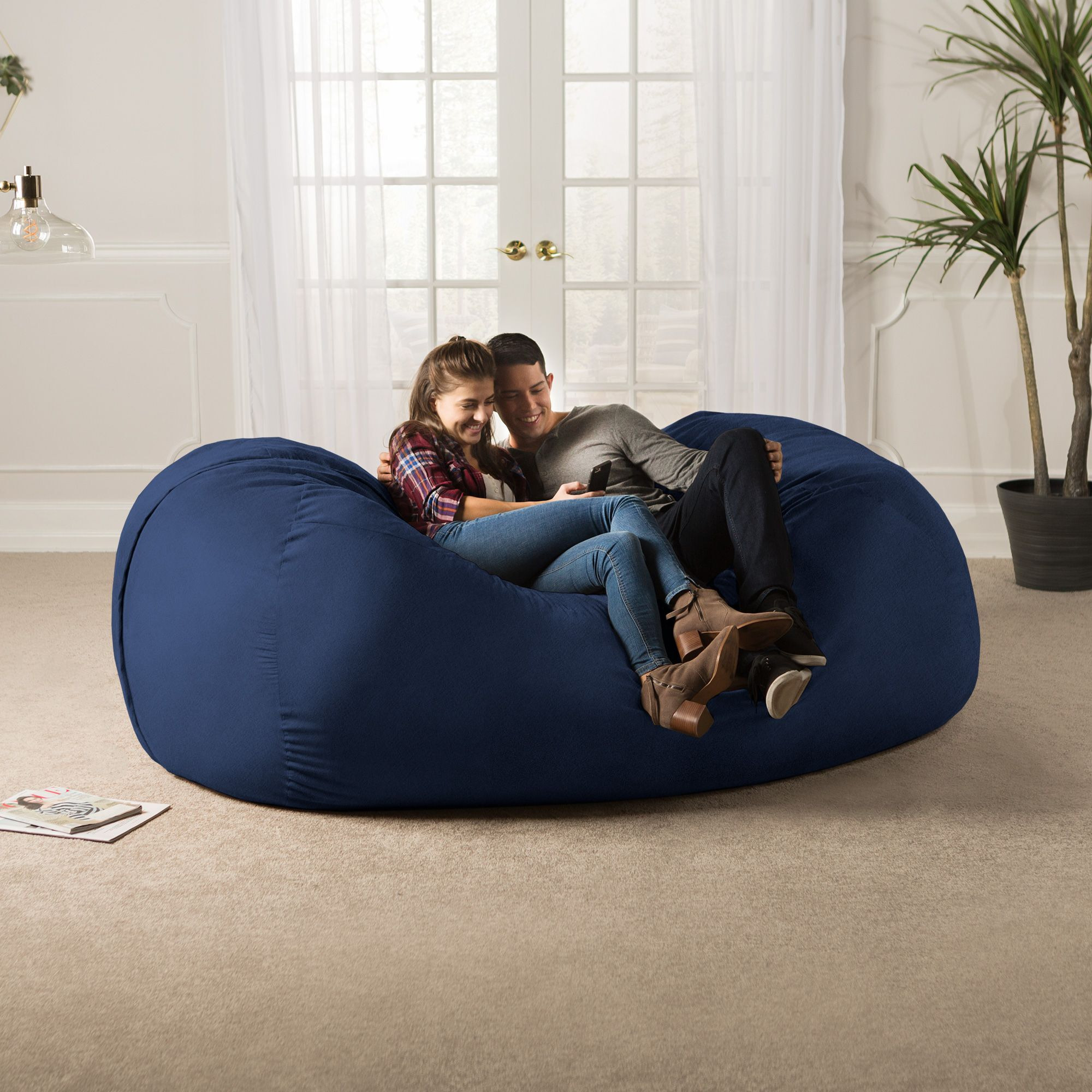 Jaxx 7 Foot Giant Bean Bag Sofa  Navy