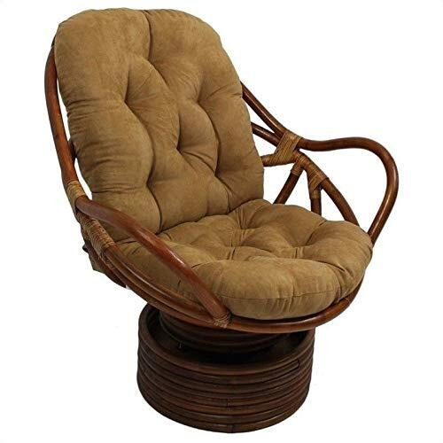 Rattan Swivel Rocker With Micro Suede Cushion