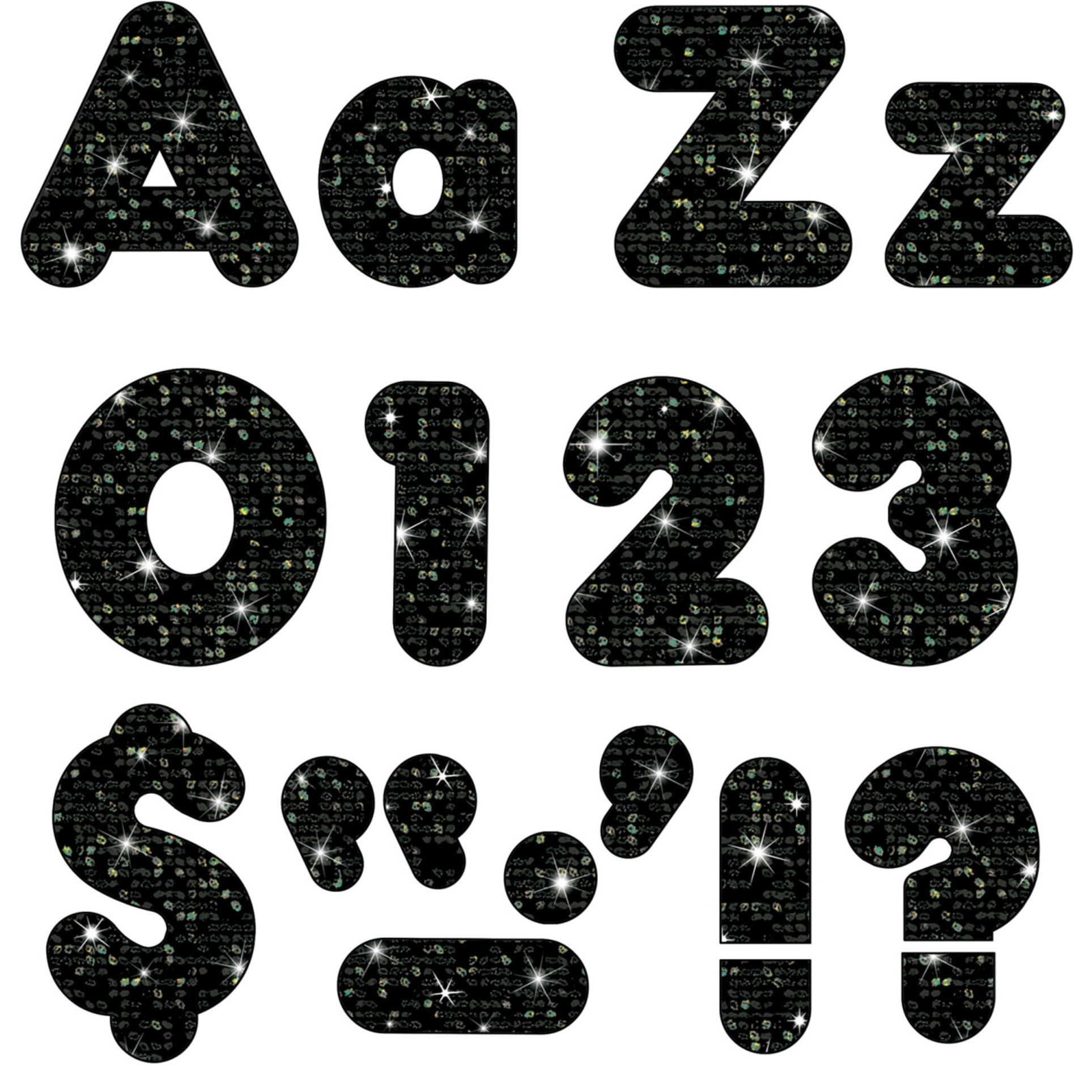 Trend Enterprises Black Sparkle Font Ready Letters  4 Inches  182 Pieces