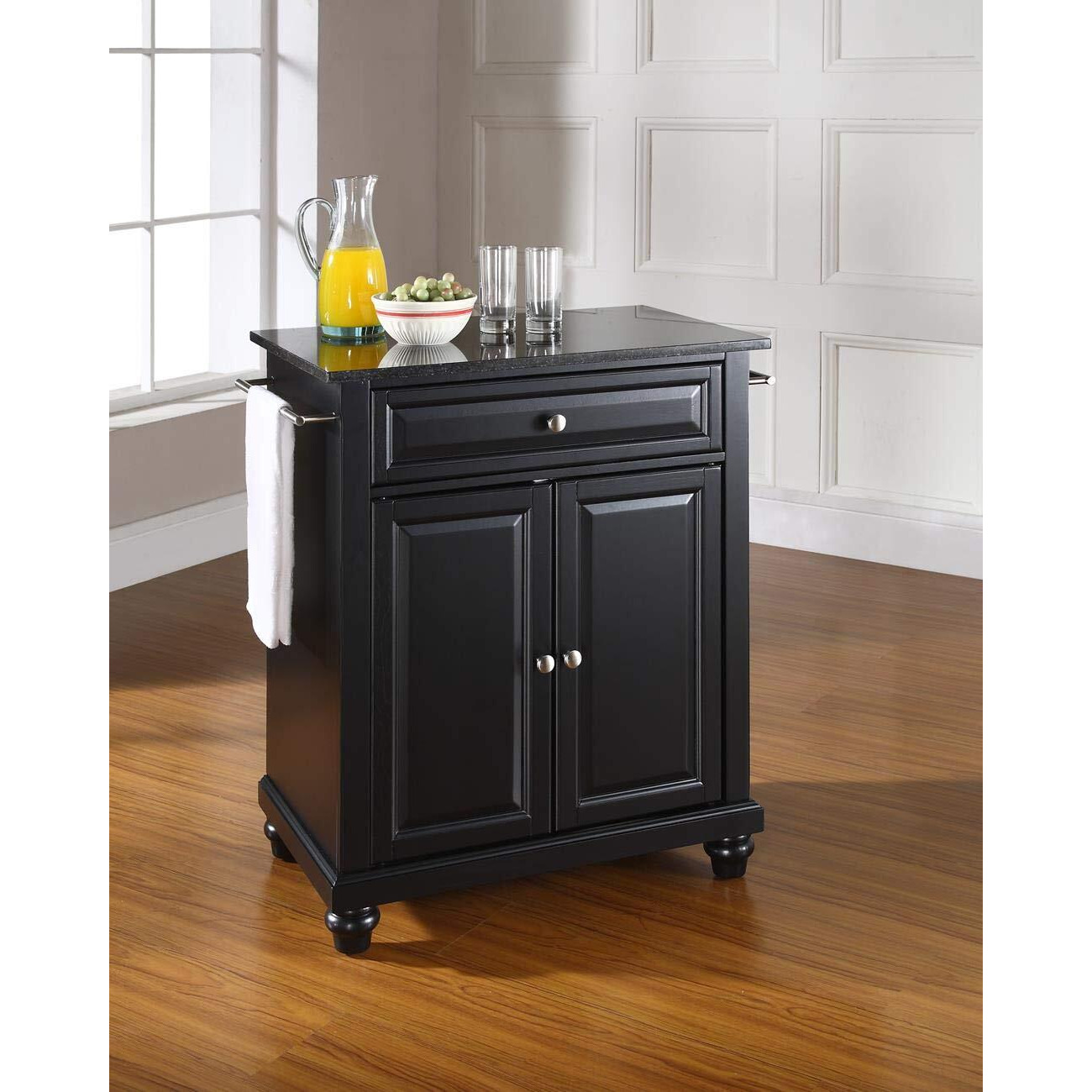 Cambridge Granite Top Portable Kitchen Island/Cart Black/Black