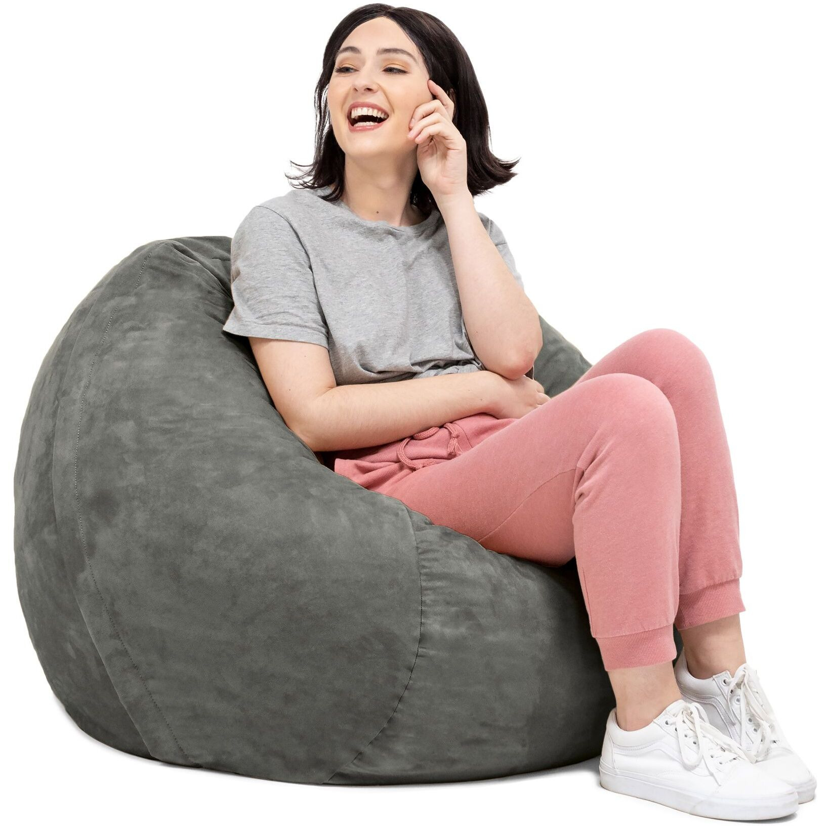 Jaxx Saxx 3 Foot Round Bean Bag W/ Removable Cover  Charcoal
