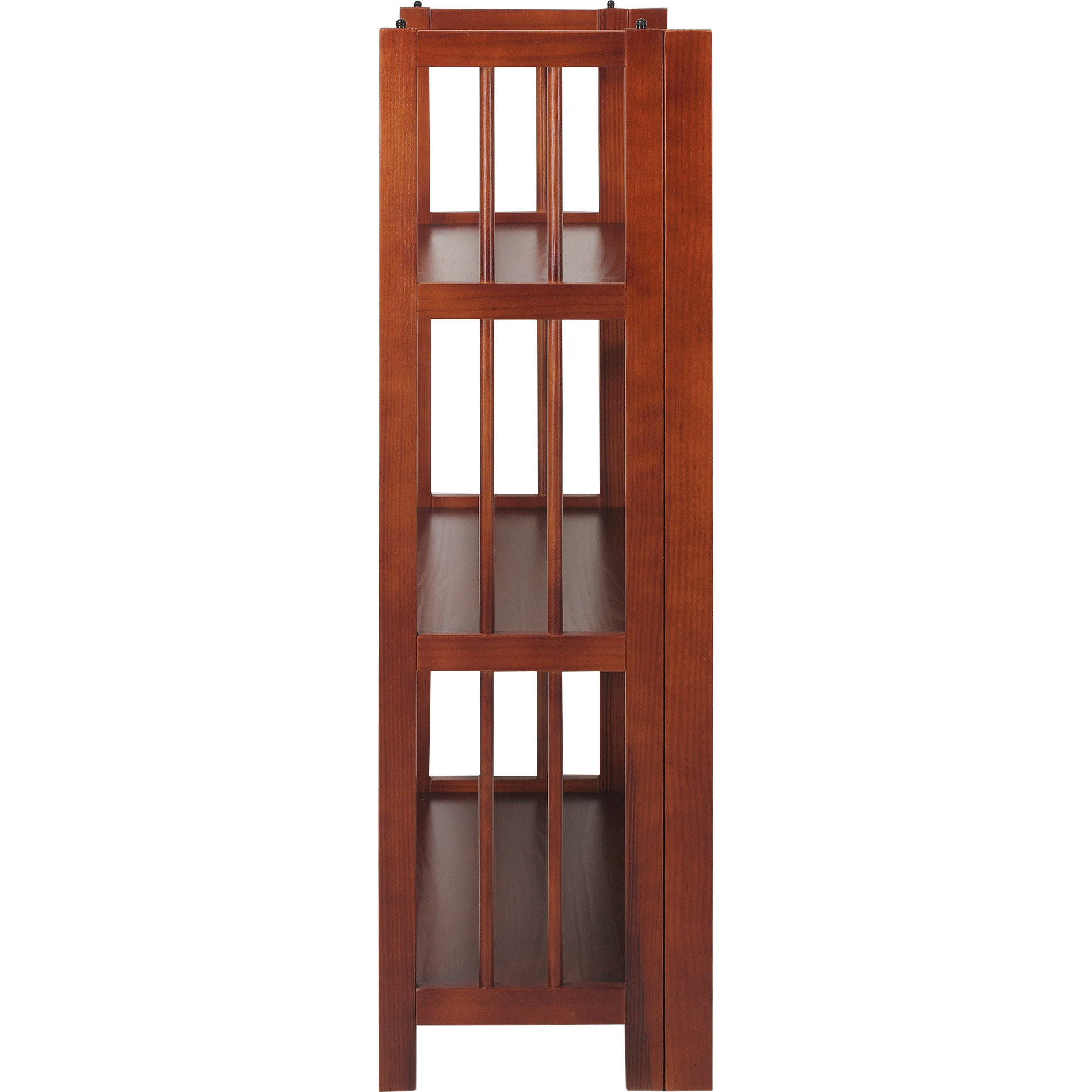 3-Shelf Folding Stackable Bookcase 27.5"" Wide-Walnut