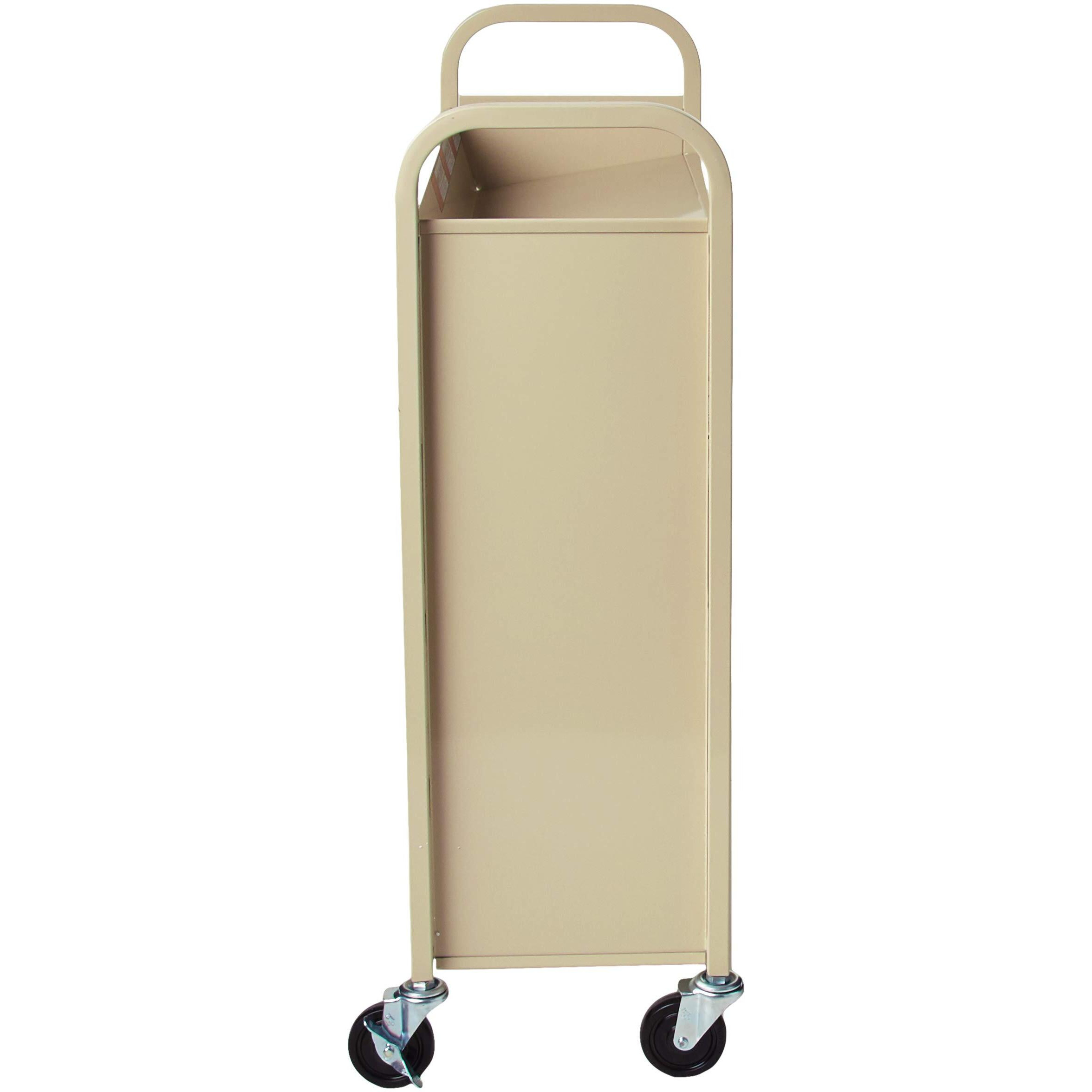 Safco Products Single-Sided Library Book Cart 5358Sa Sand  Heavy Duty  Swivel Wheels  3 Slanted Shelves