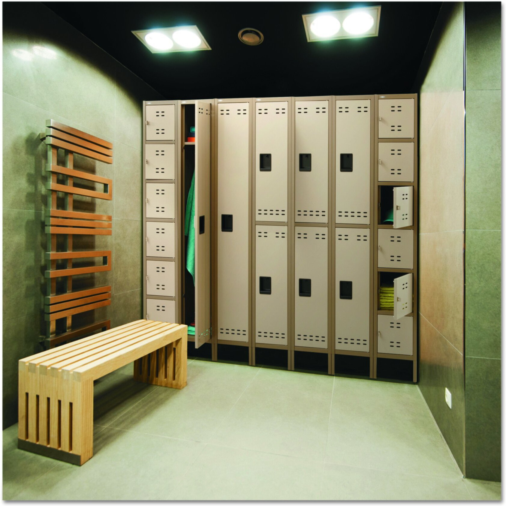 Safco Double-Tier Two-Tone 3 Column Locker With Legs - 36"" X 18"" X 78"" - 3 X Shelf(Ves) - Recessed Locking Handle - Tan - Steel
