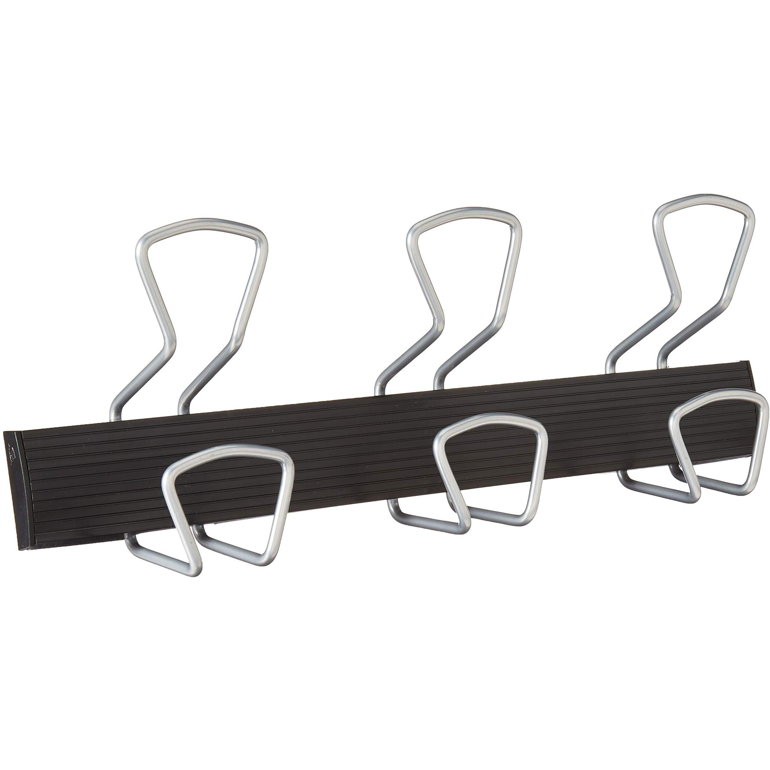 Alba Pmpro3M Modern Wall & Door Mounted Coat Hanger In Black With 3 Silver Wire Hooks
