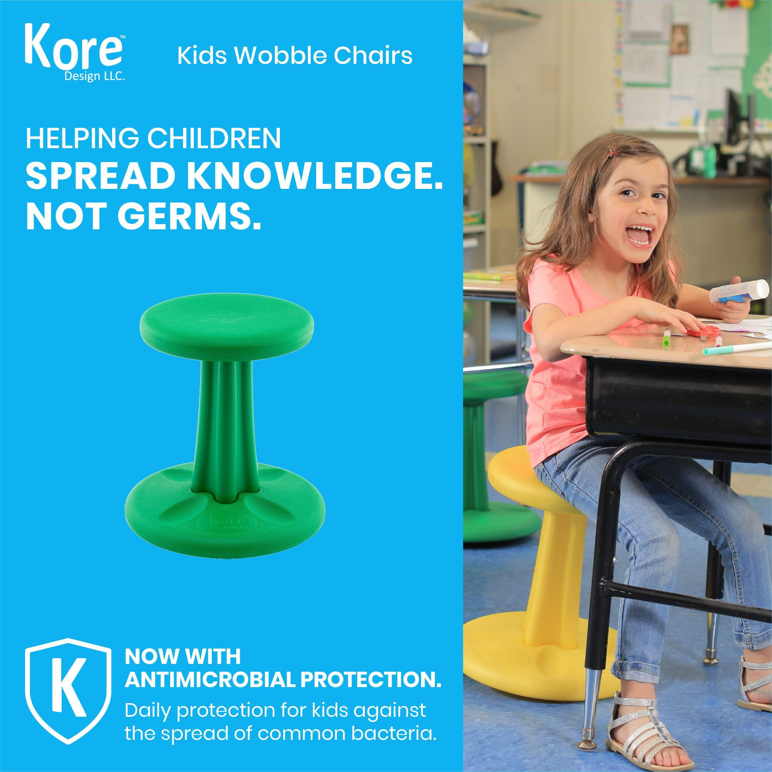 Kore Kids Pre-Teen Wobble Chair - Flexible Seating Stool For Classroom  Home & School  Add/Adhd - Made In The Usa - Age 10-11  Grade 5-6  Green (18.7In)
