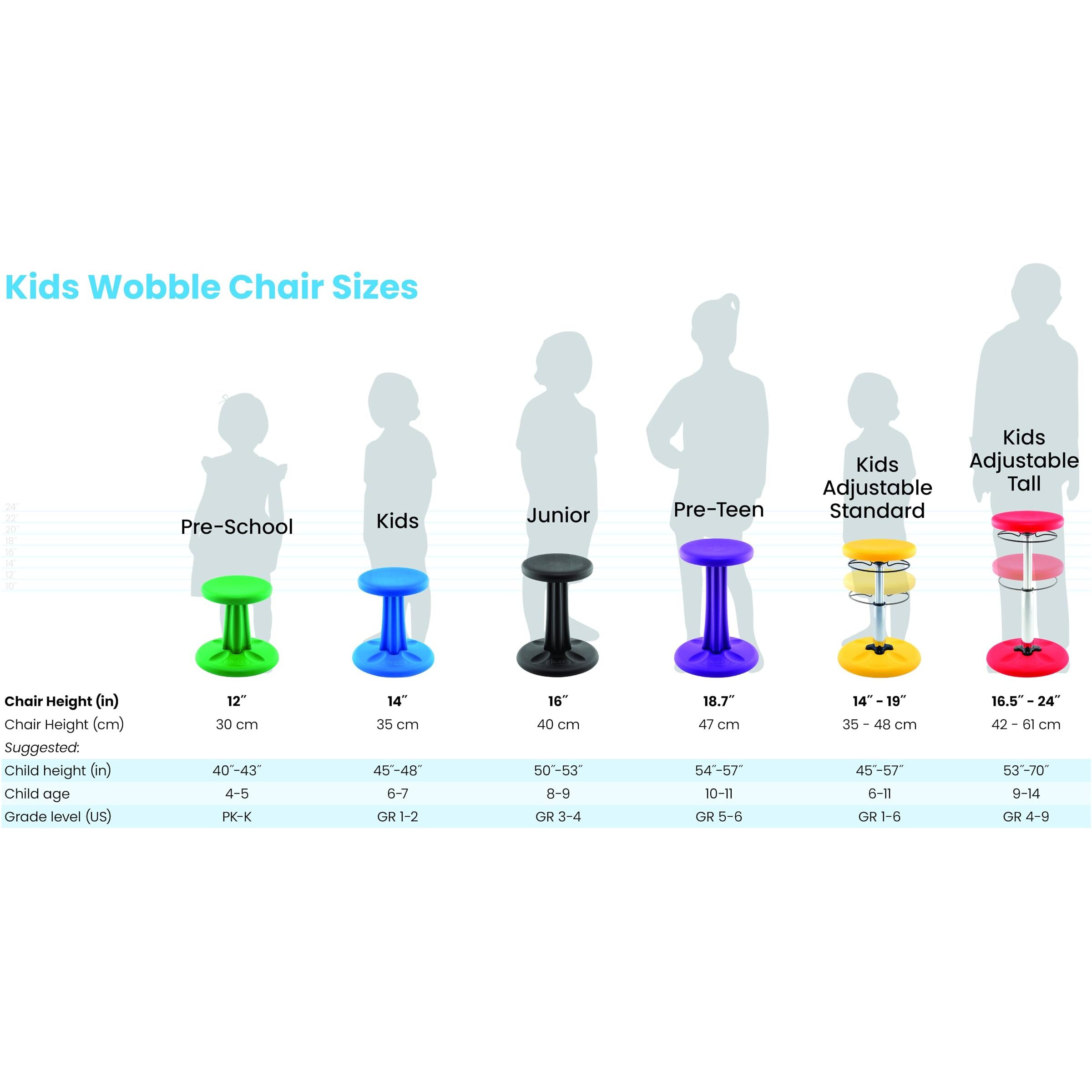 Kore Kids Wobble Chair - Flexible Seating Stool For Classroom & Elementary School  Add/Adhd - Made In The Usa - Age 6-7  Grade 1-2  Red (14In)