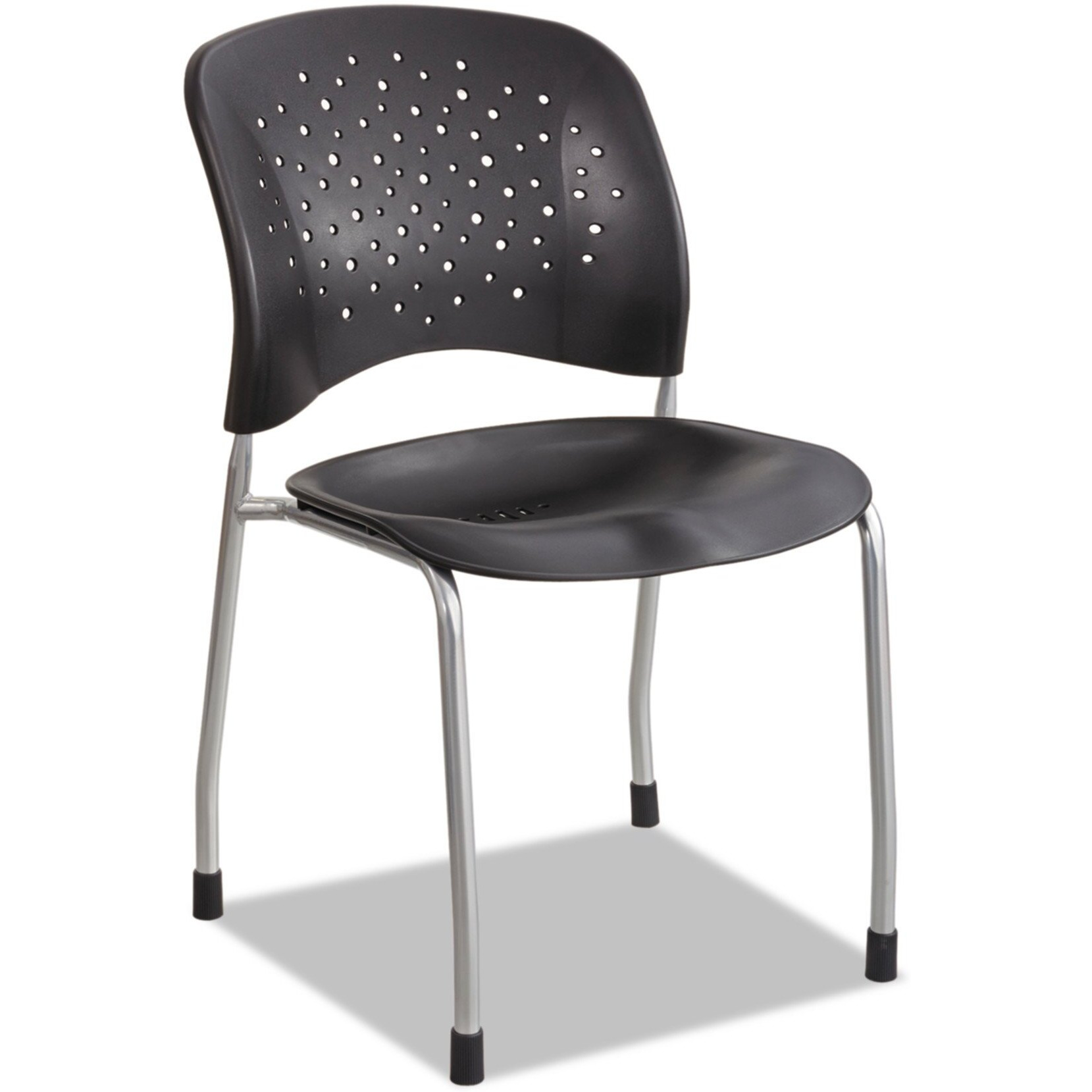Rve Series Guest Chair W/ Straight Legs  Black Plastic  Silver Steel  2/Carton