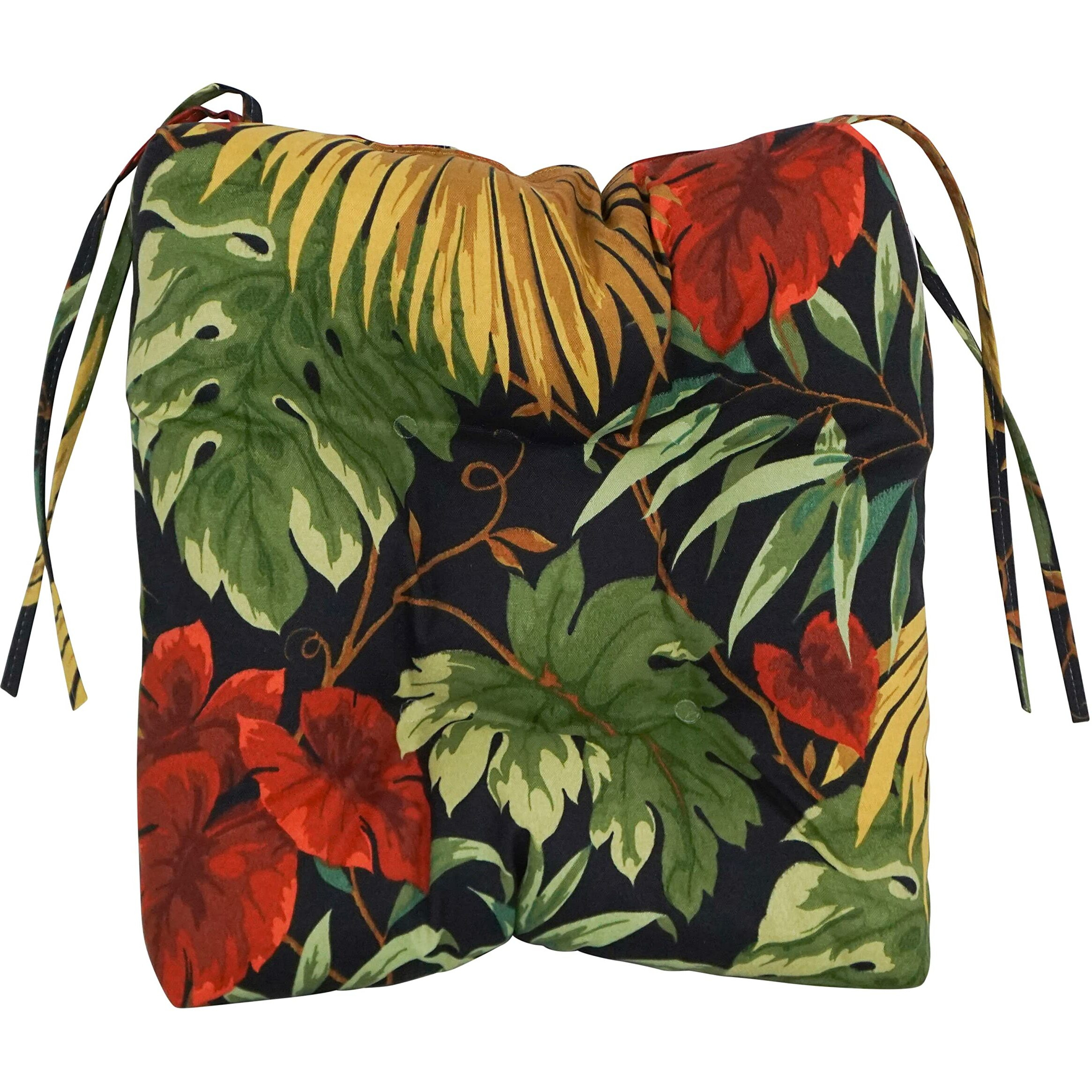 16-Inch Spun Polyester Patterned Outdoor Square Tufted Chair Cushions (Set Of 2) 916X16Sq-T-2Ch-Reo-30