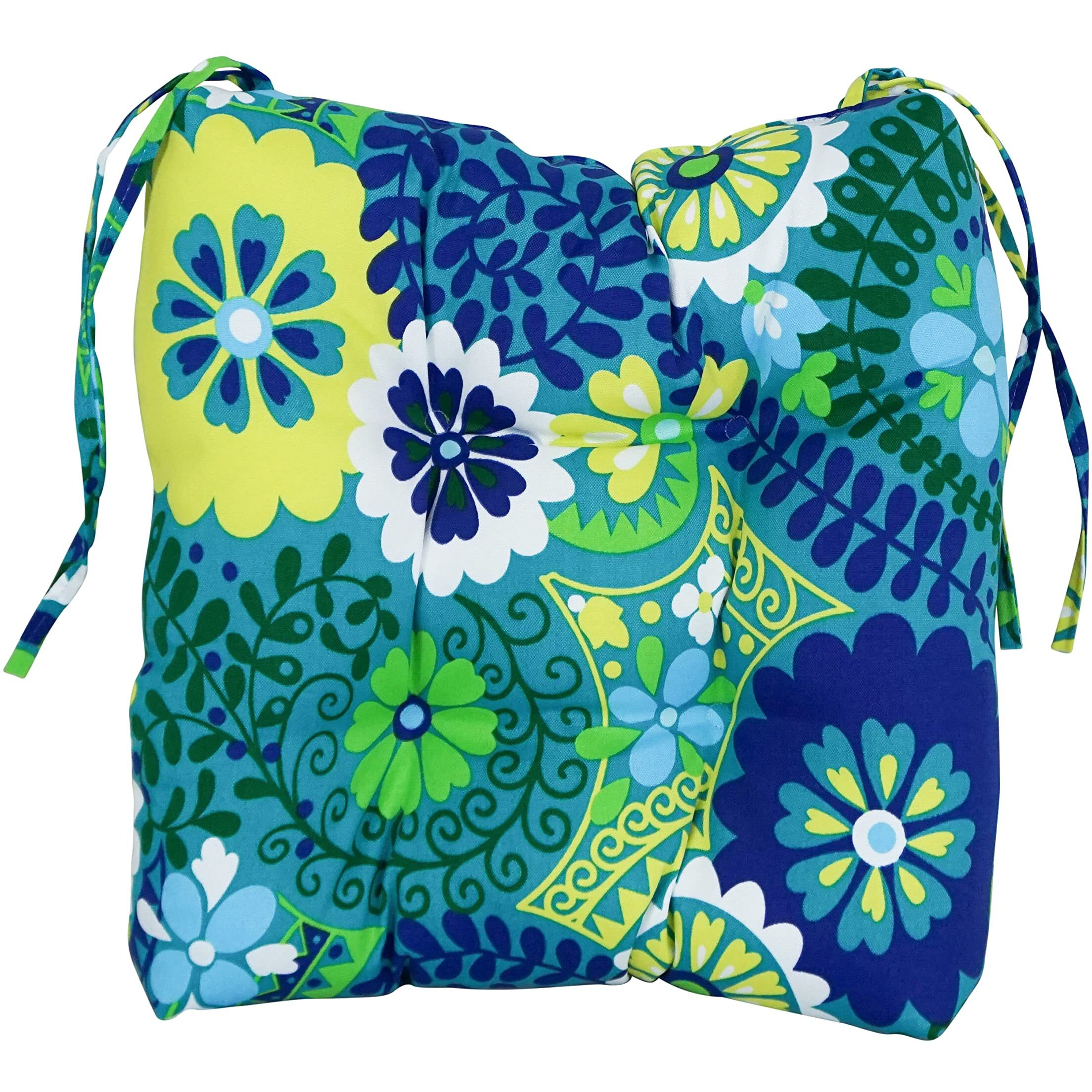 16-Inch Spun Polyester Patterned Outdoor Square Tufted Chair Cushions (Set Of 2) 916X16Sq-T-2Ch-Reo-34