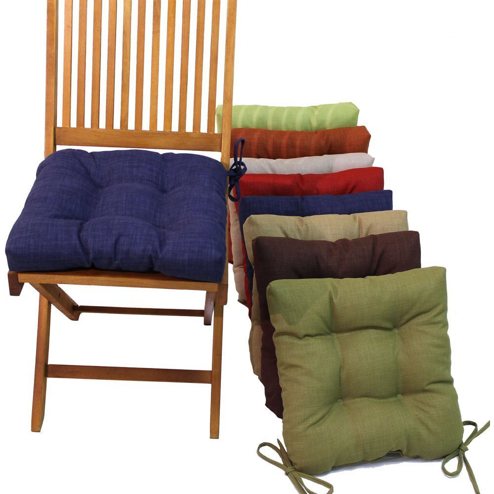 16-Inch Spun Polyester Solid Outdoor Square Tufted Chair Cushions (Set Of 4) 916X16Sq-T-4Ch-Reo-Sol-12