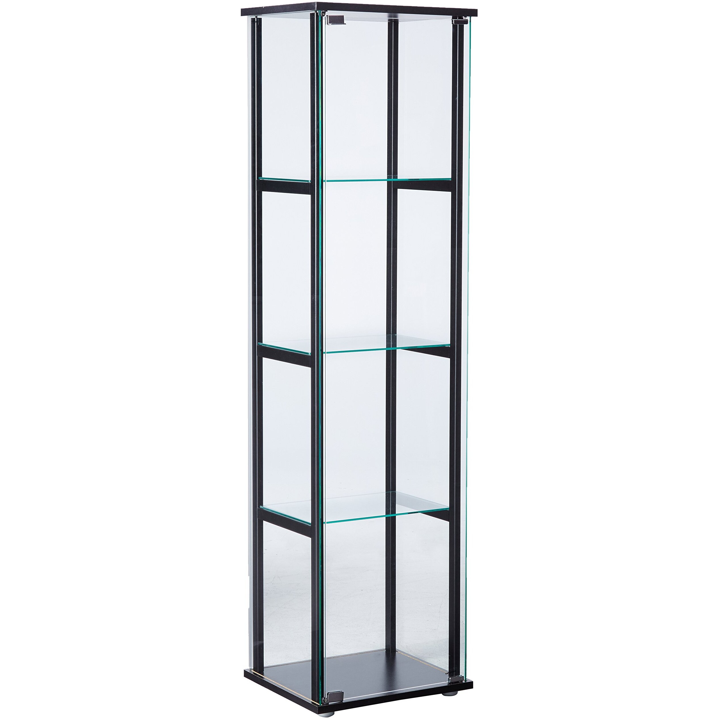 Cyclamen 4-Shelf Glass Curio Cabinet Black And Clear