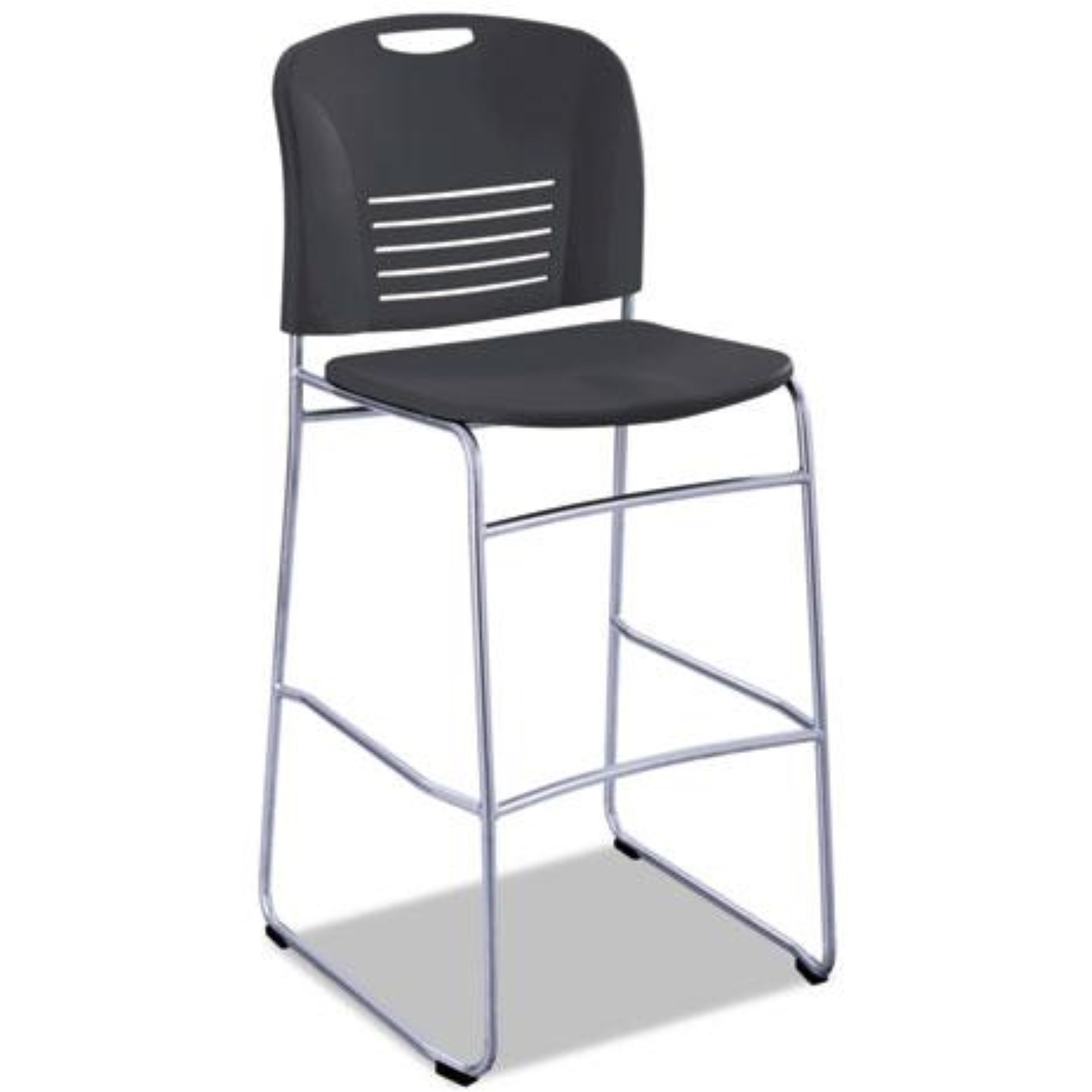 Vy Sled Base Bistro Chair  Supports Up To 350 Lb  30.5"" Seat Height  Black Seat  Black Back  Silver Base
