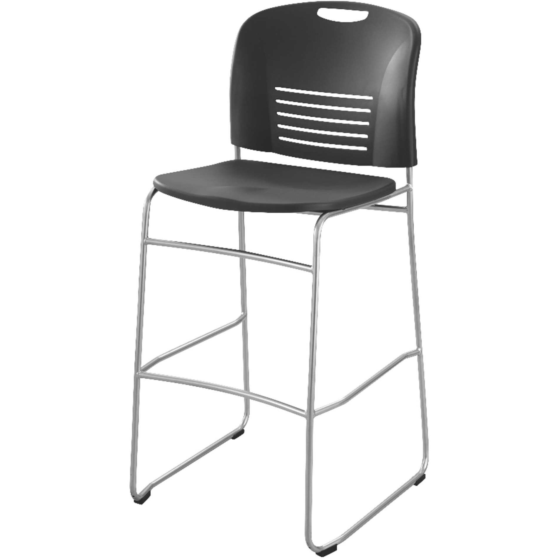 Vy Sled Base Bistro Chair  Supports Up To 350 Lb  30.5"" Seat Height  Black Seat  Black Back  Silver Base