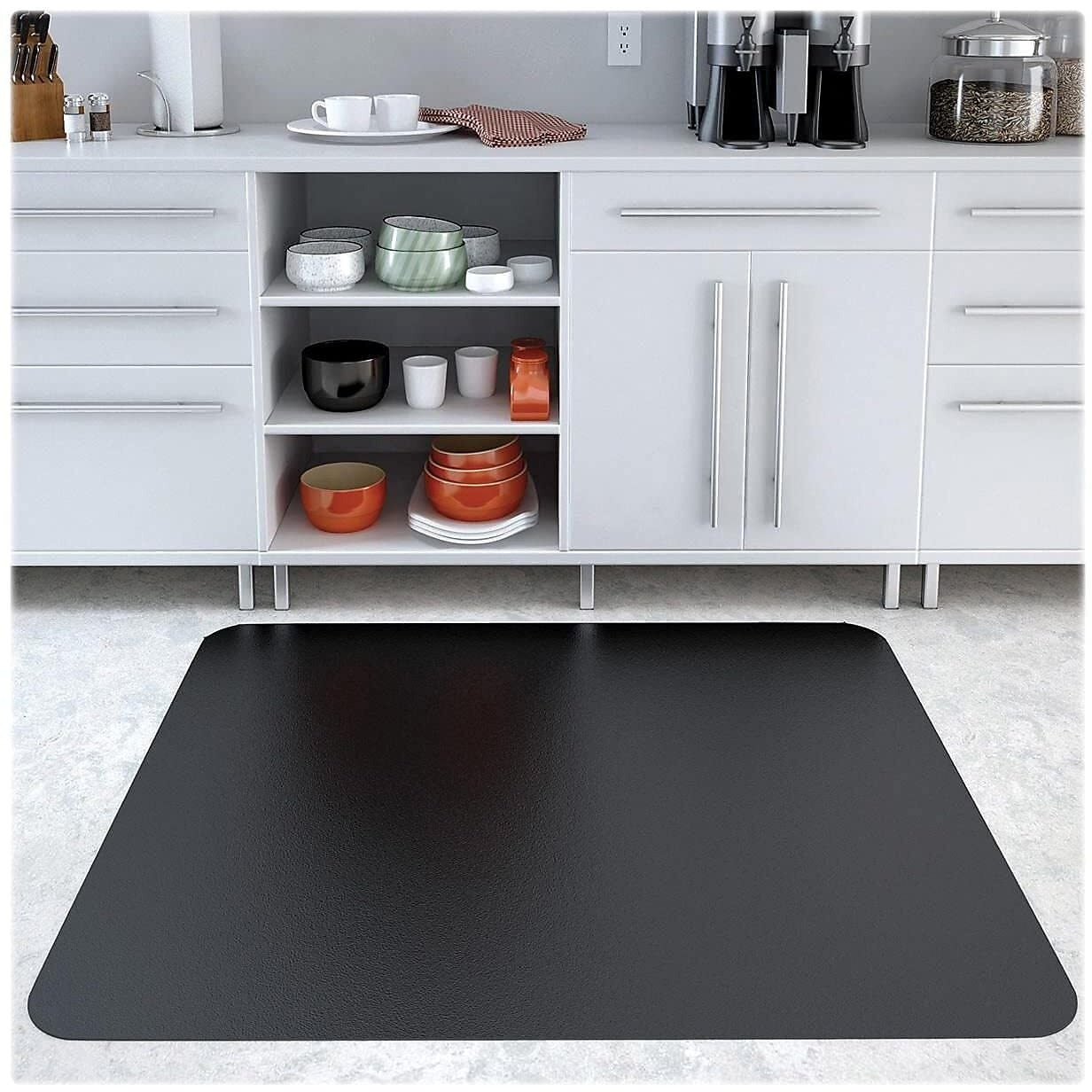 Deflecto Black Economat For Hard Floors - Hard Floor  Office  Carpeted Floor  Breakroom - 60"" Length X 46"" Width - Rectangle - Vinyl - Black