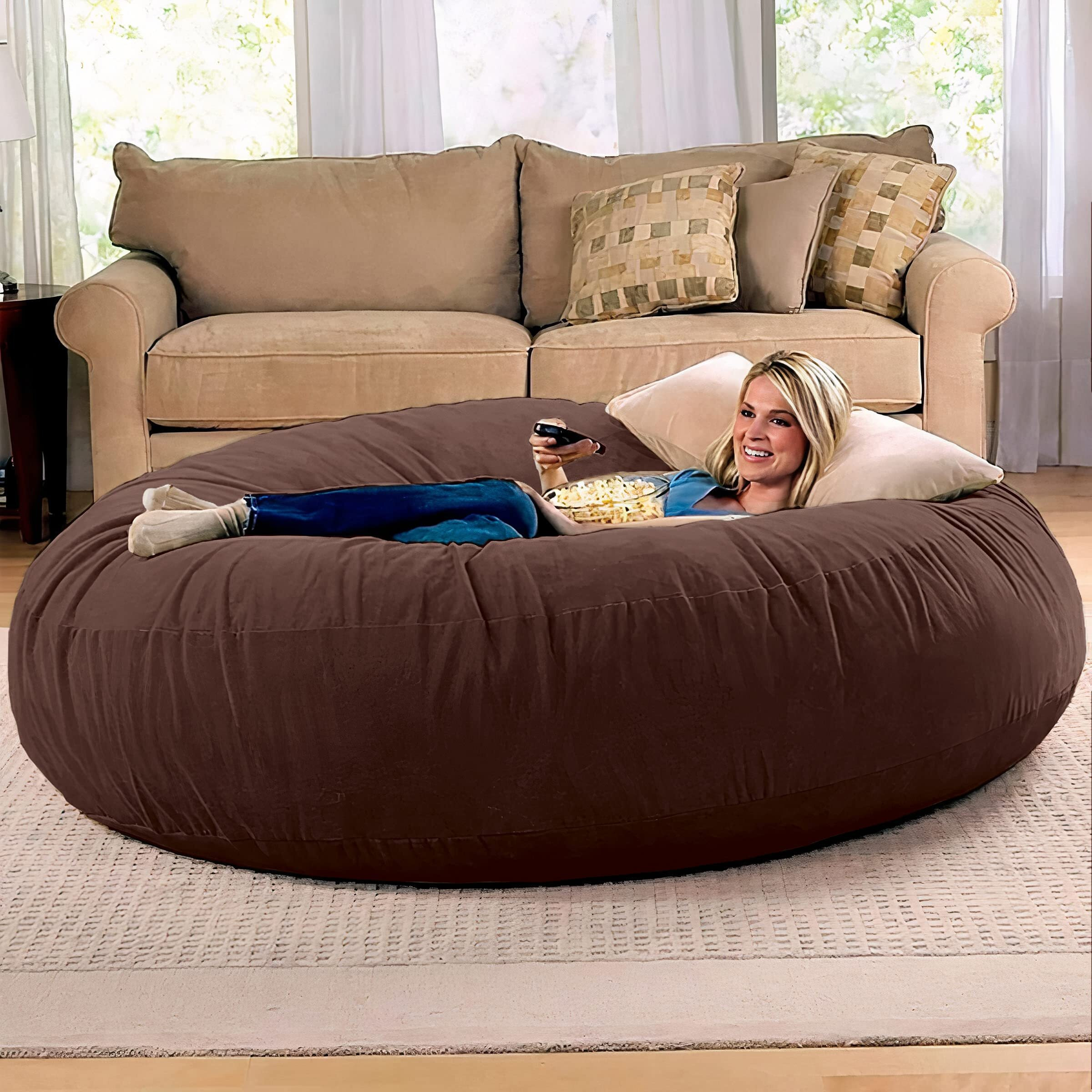 Jaxx 6 Foot Cocoon - Large Bean Bag Chair For Adults  Microsuede Chocolate