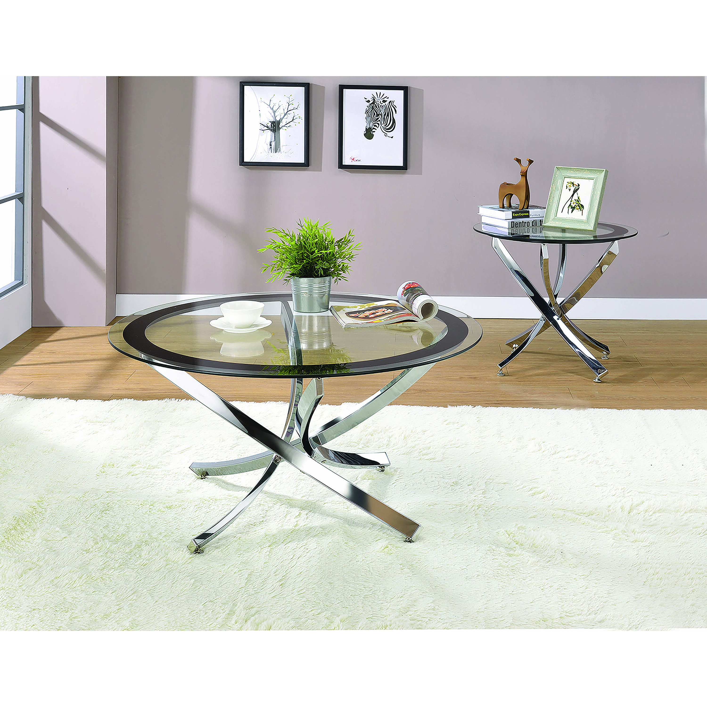Glass Top Chrome Coffee Table