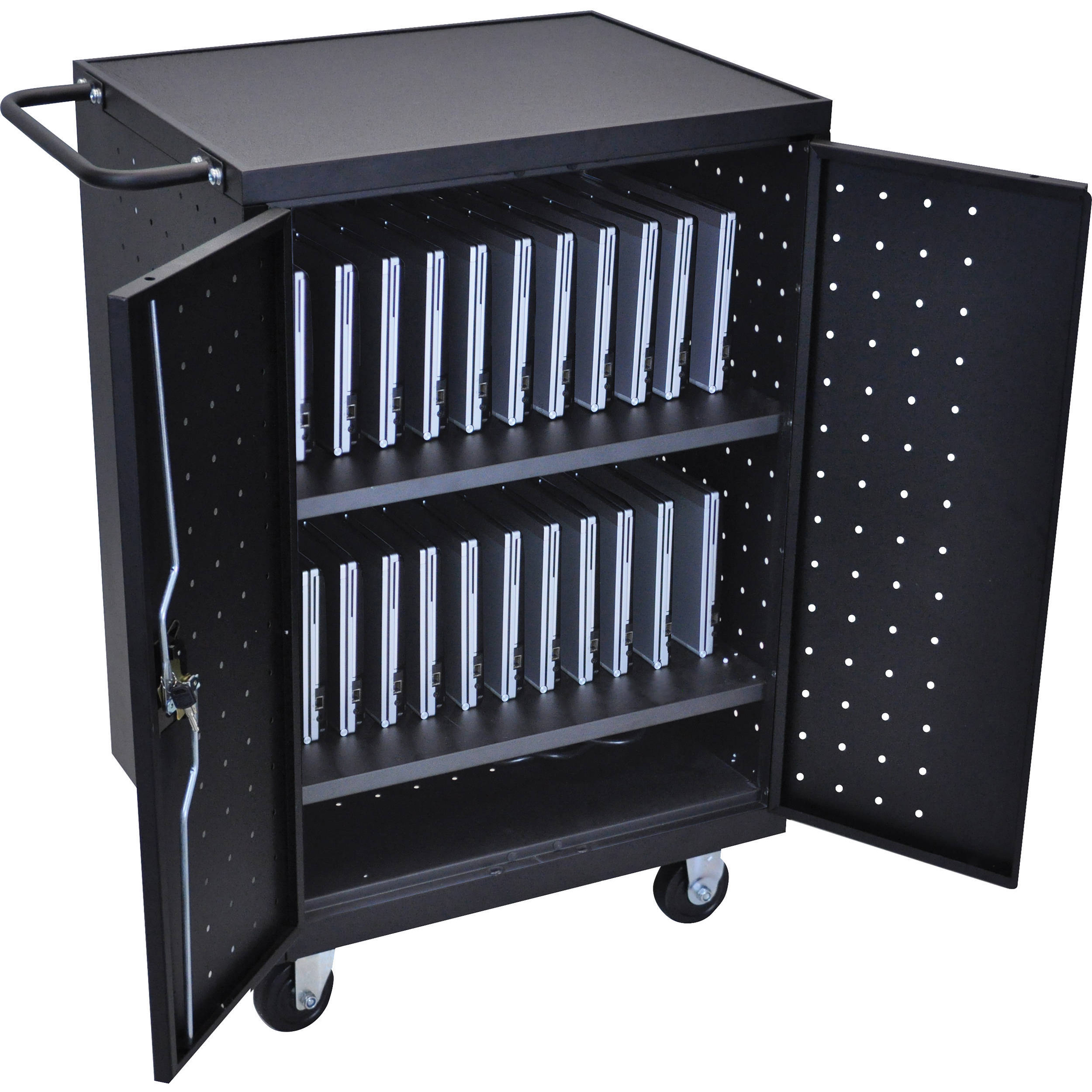 Luxor Black 24 Laptop Computer Charging Cart