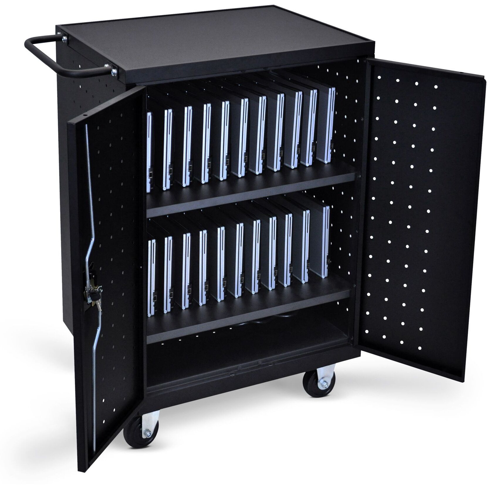 Luxor Black 24 Laptop Computer Charging Cart
