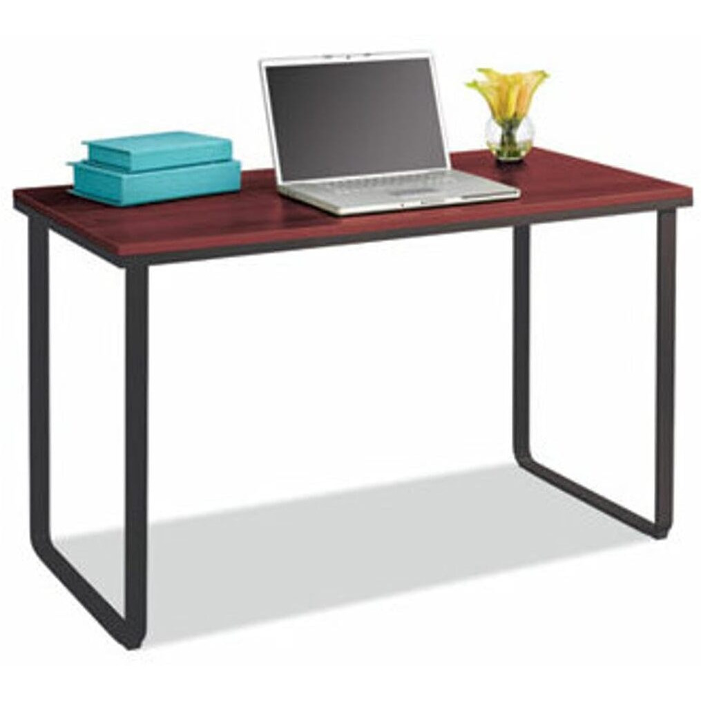 Safco Products 1943Cybl Simple Design Table Desk With Sled Base  Cherry/Black