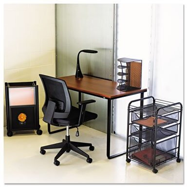 Safco Products 1943Cybl Simple Design Table Desk With Sled Base  Cherry/Black