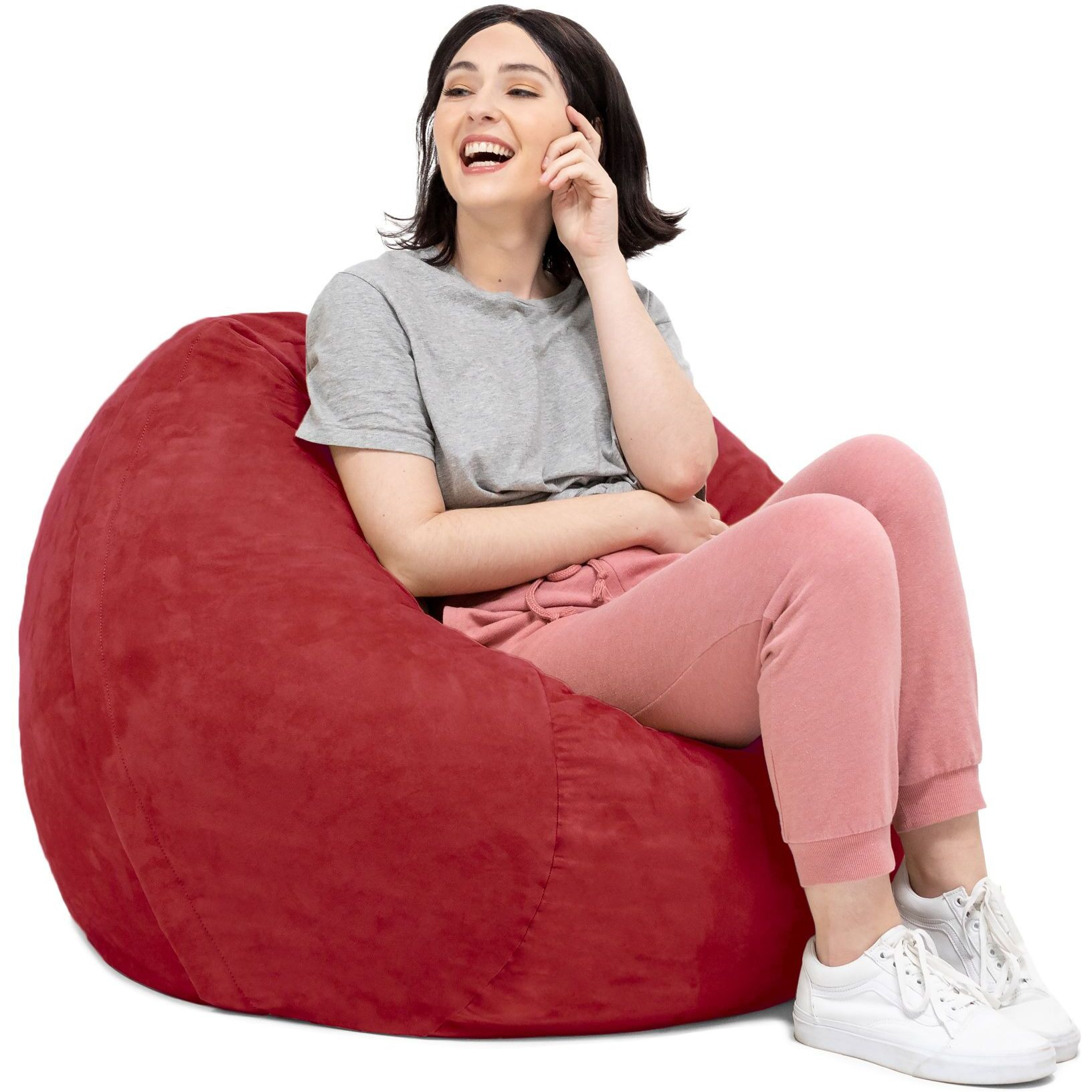 Jaxx Saxx 3 Foot Round Bean Bag W/ Removable Cover  Cinnabar
