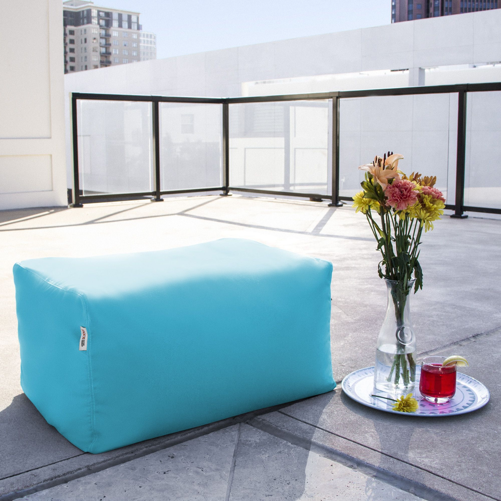 Jaxx Leon Outdoor Bean Bag Ottoman  Light Blue