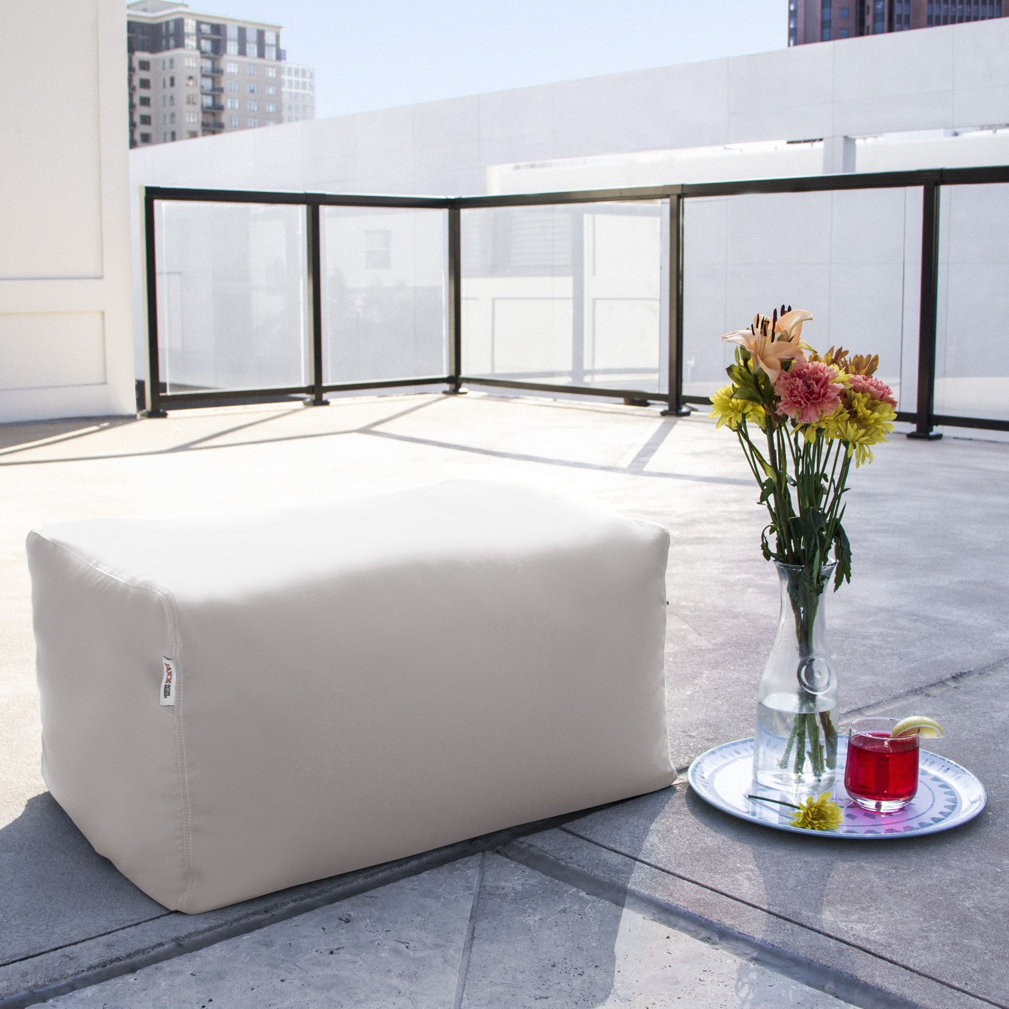 Jaxx Leon Outdoor Bean Bag Ottoman  Pearl