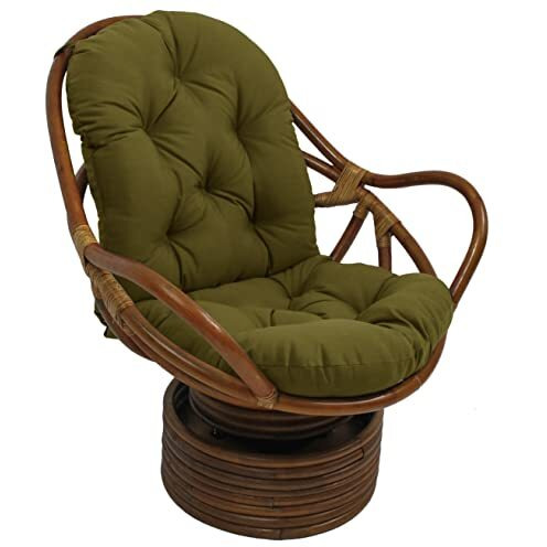 Rattan Swivel Rocker With Outdoor Fabric Cushion  Avocado