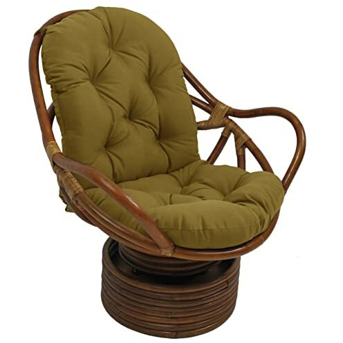 Rattan Swivel Rocker With Outdoor Fabric Cushion  Wheat