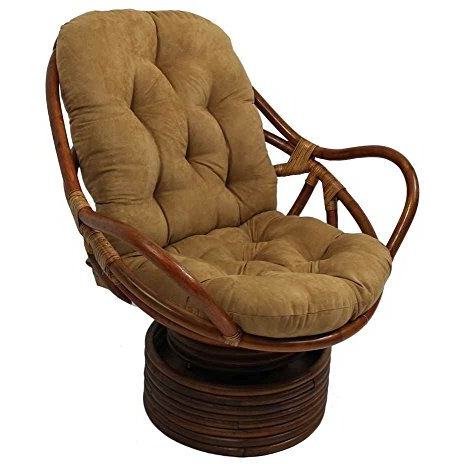 Rattan Swivel Rocker With Micro Suede Cushion