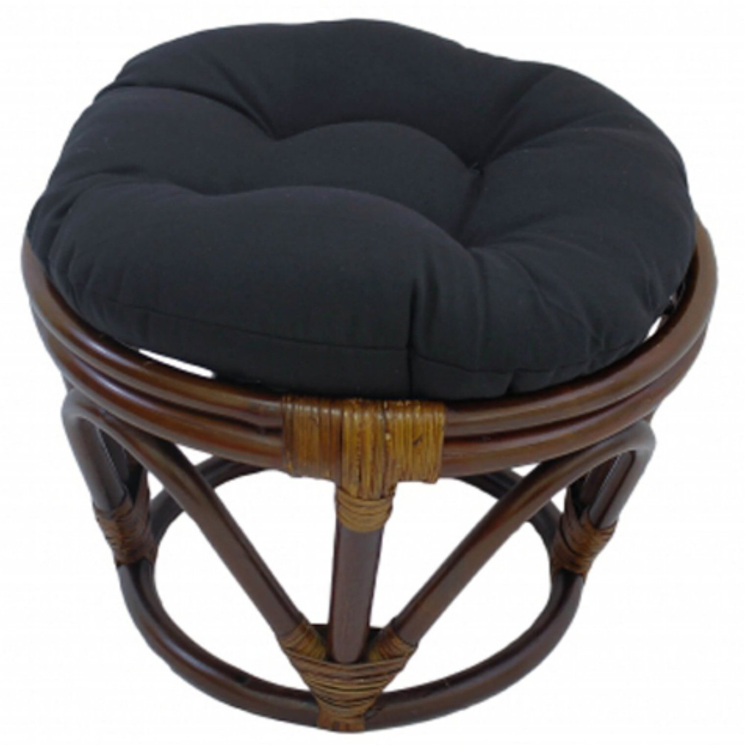 Rattan Footstool With Twill Cushion