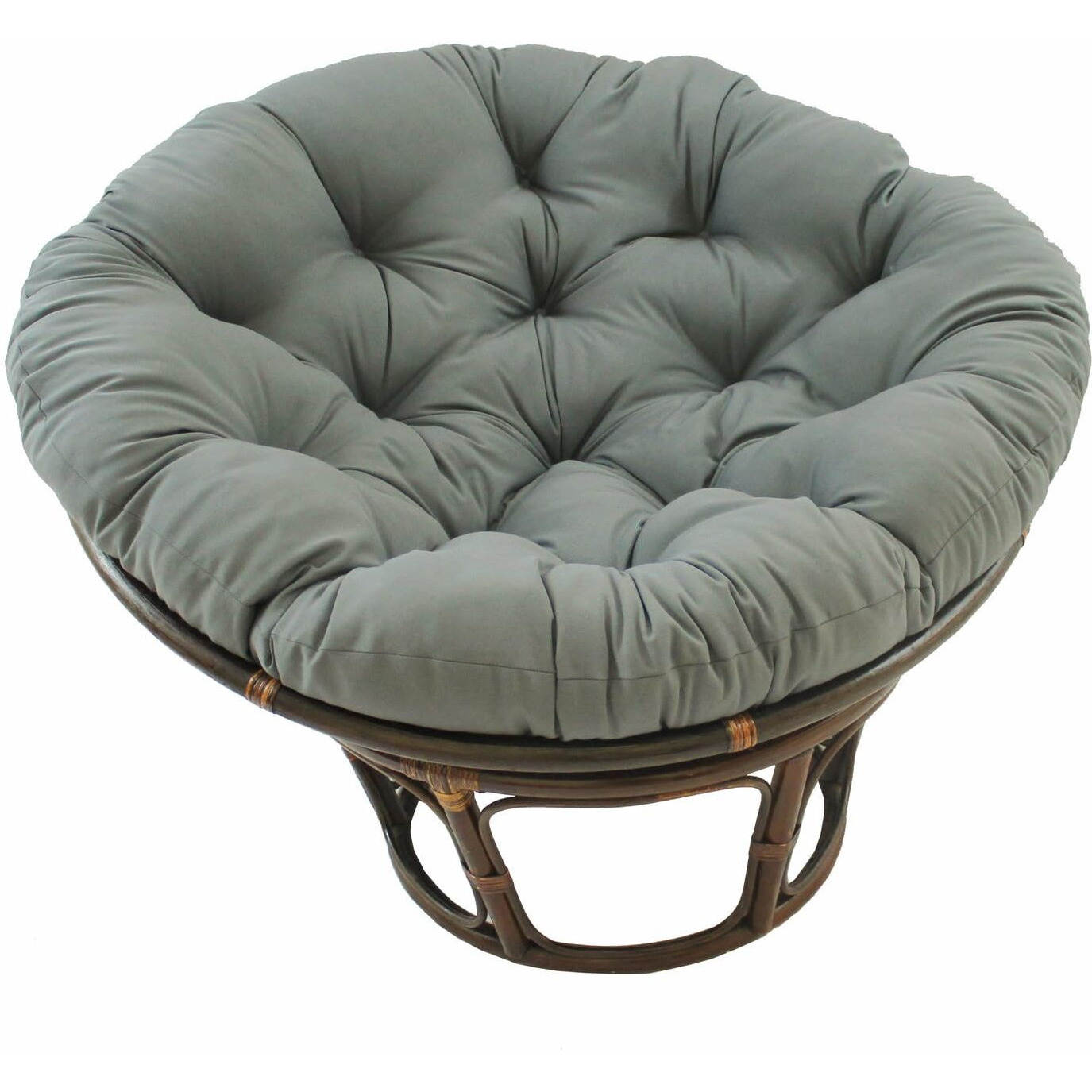 42-Inch Rattan Papasan Chair With Solid Twill Cushion