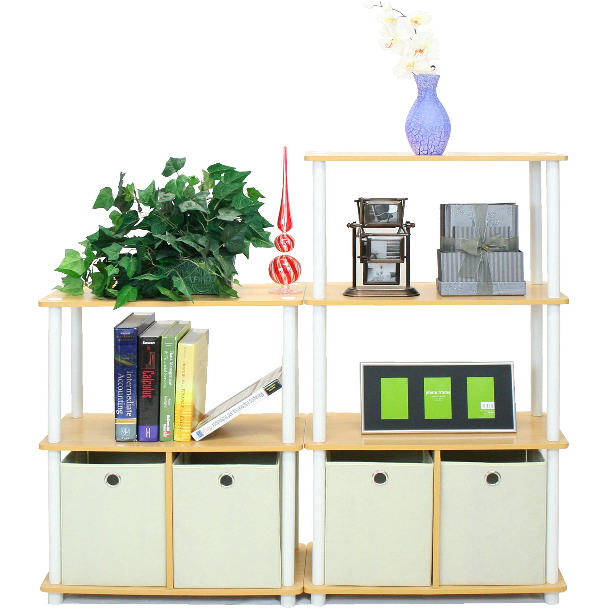 Go Green 3-Tier 2-Bins Multipurpose Storage Shelf  Set Of Two
