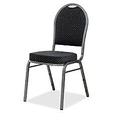 Lorell Upholstered Textured Fabric Stacking Chairs - Gray Fabric Seat - Gray Fabric Back - Steel Frame - Four-Legged Base - 4 / Carton