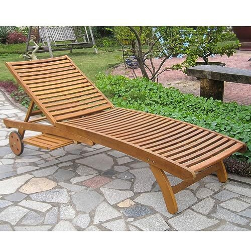 Acacia Chaise Lounge With Pull Out Tray